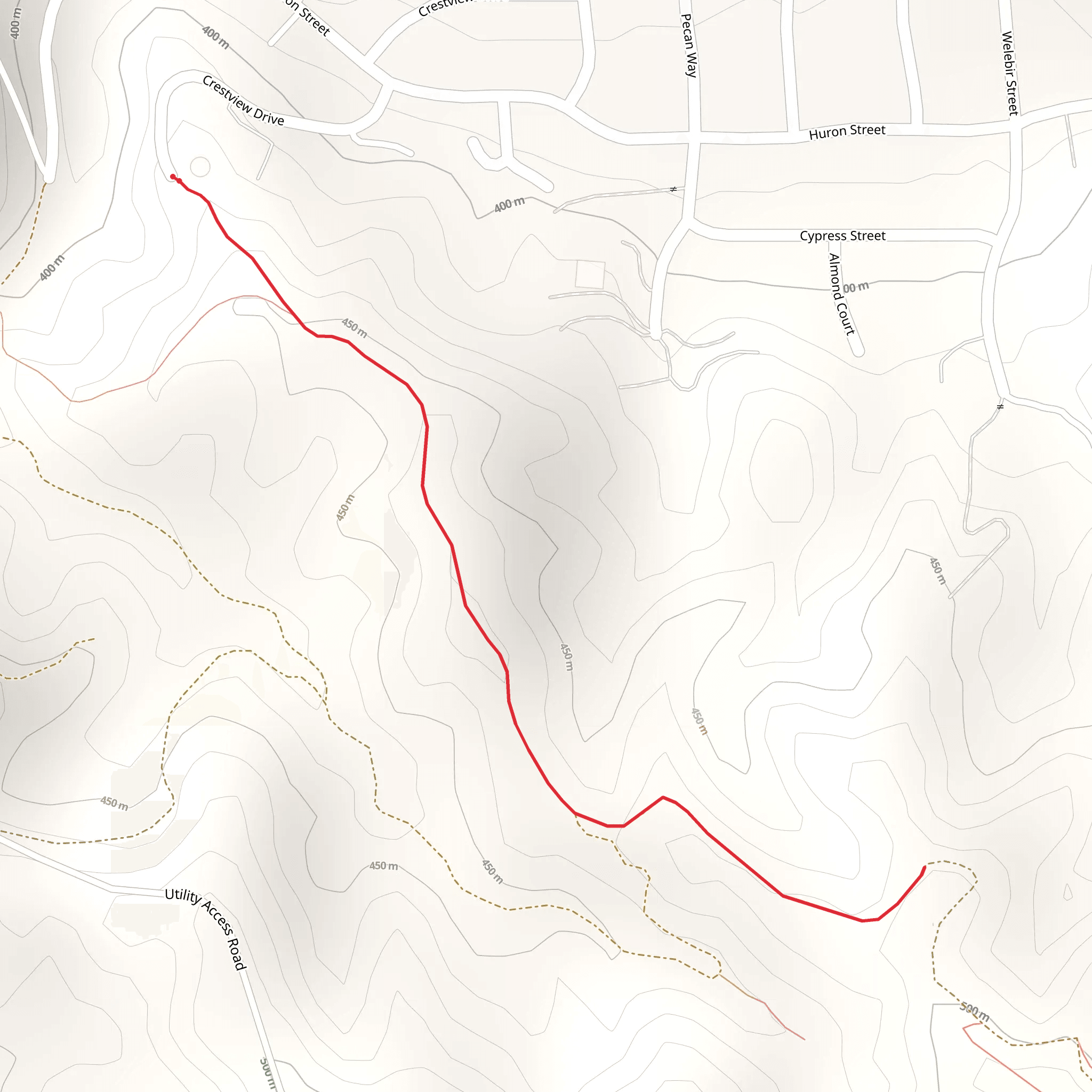 Crestview Drive Out and Back mobile static map
