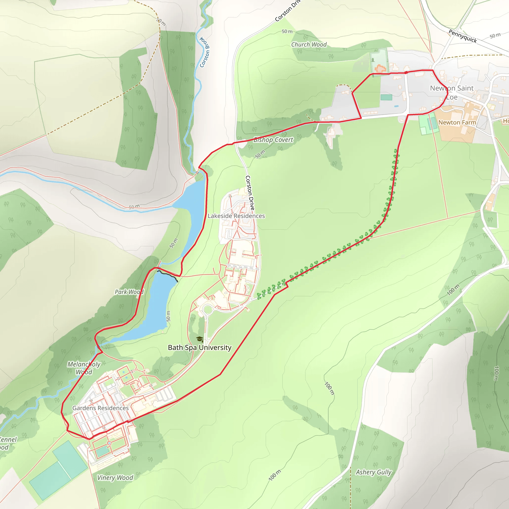 Newton St Loe Loop mobile static map