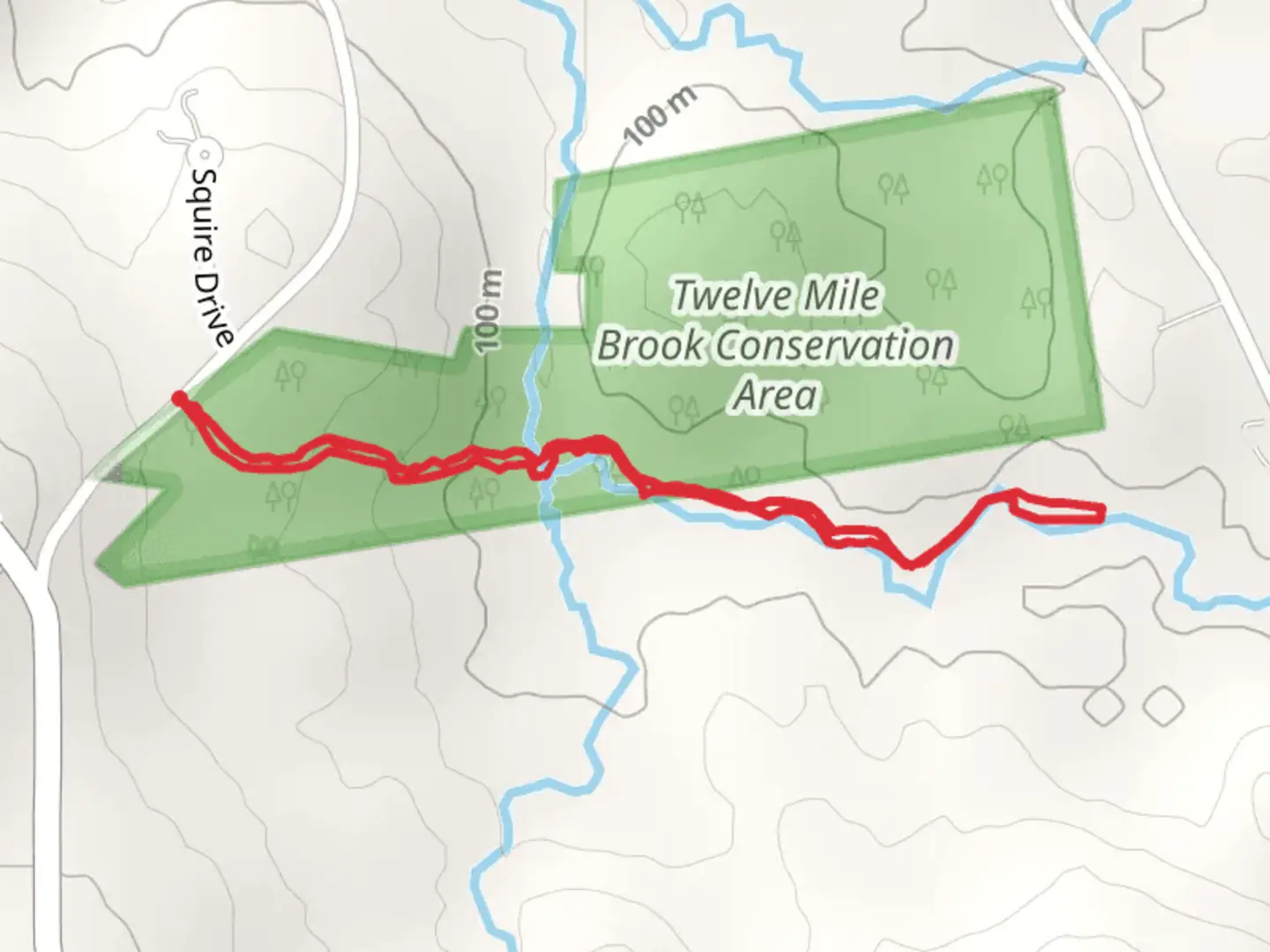 An image depicting the trail Twelvemile Brook from Crone Hill Road and its surrounding area.