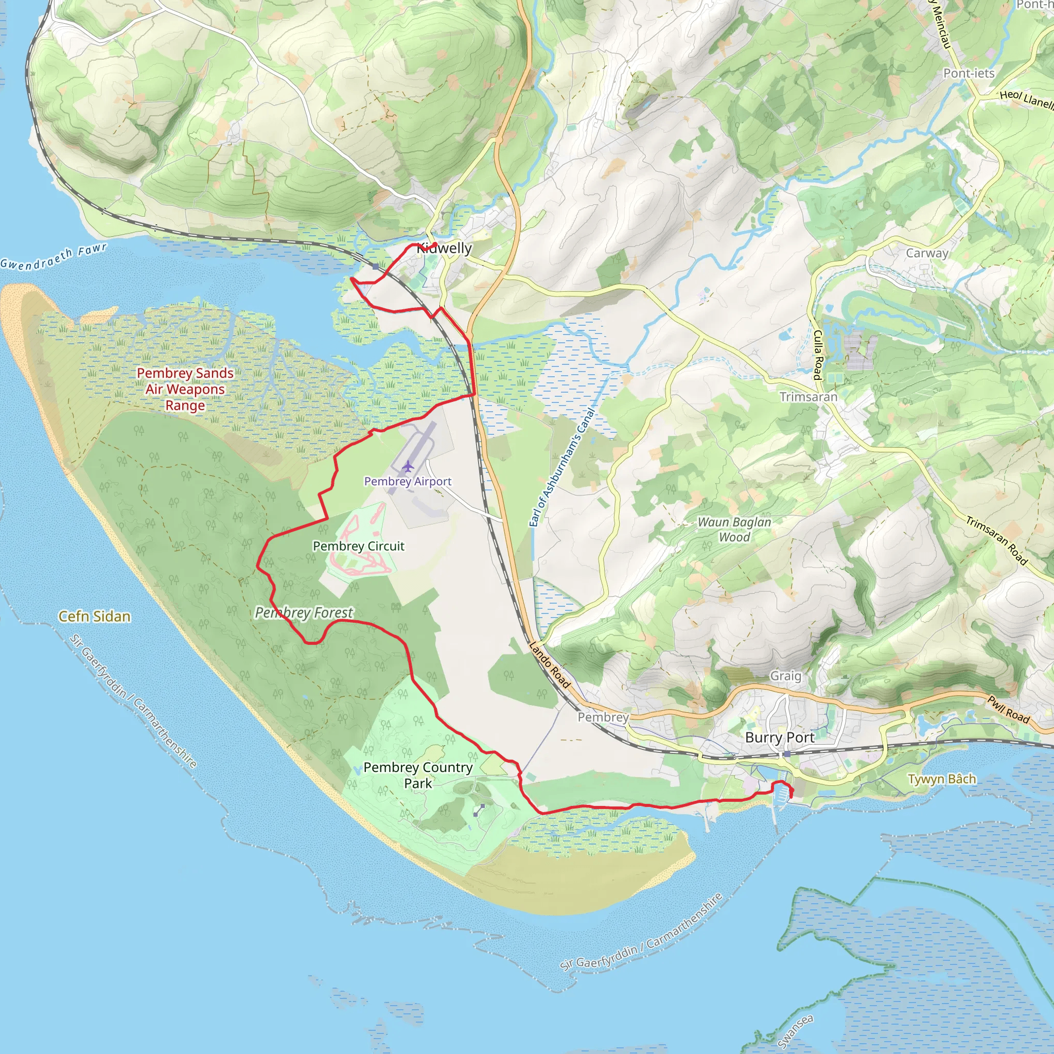 Burry Port Harbour to Kidwelly (22) mobile static map