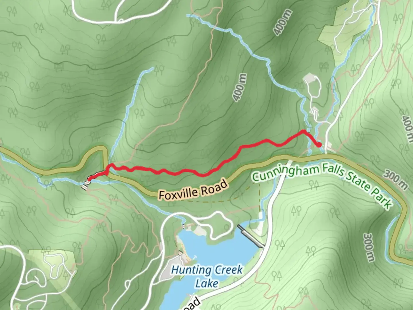 An image depicting the trail Cunningham Falls Nature Trai and its surrounding area.