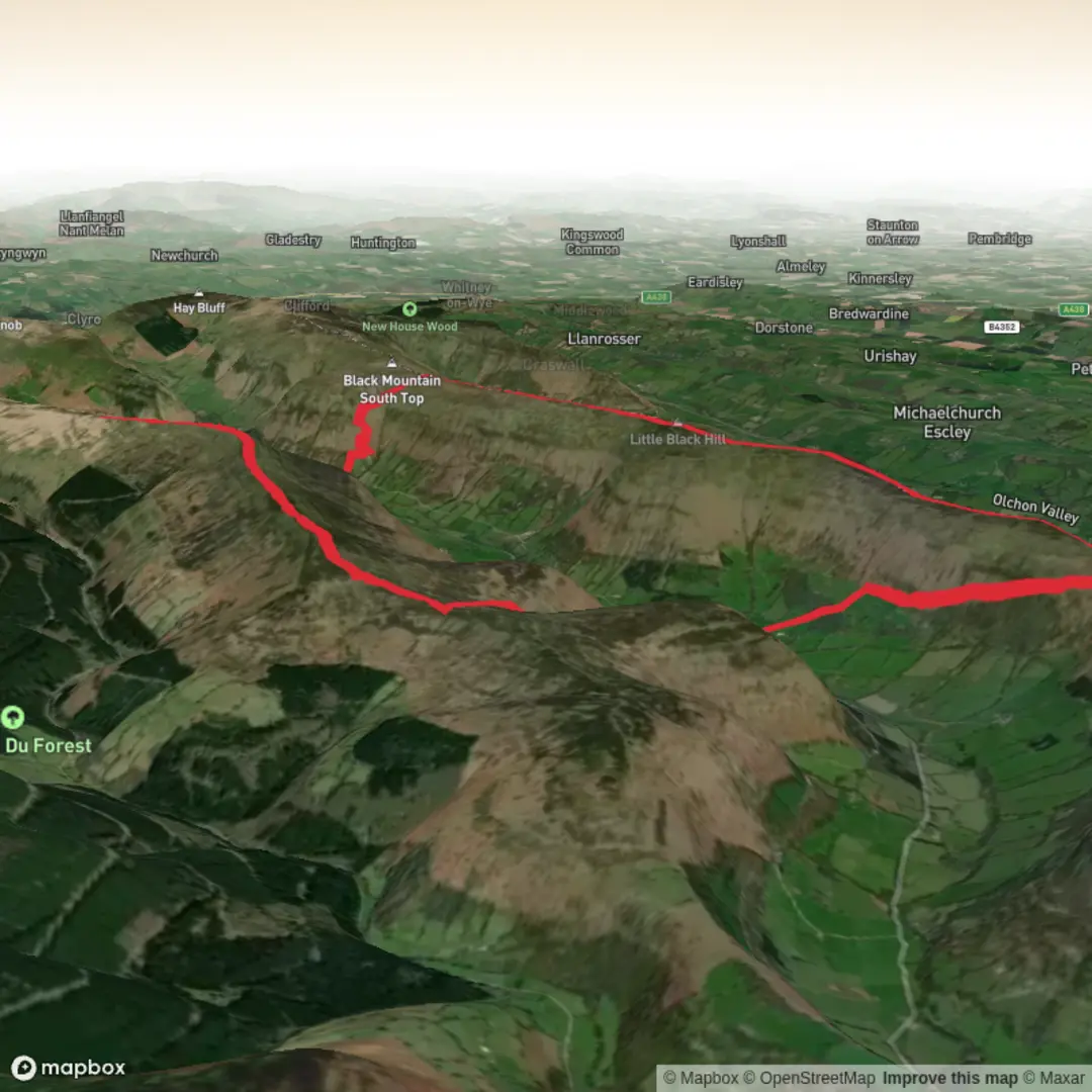 An image depicting the trail Bal Mawr, Bwalch Bach and Pile of Stones Loop and its surrounding area.