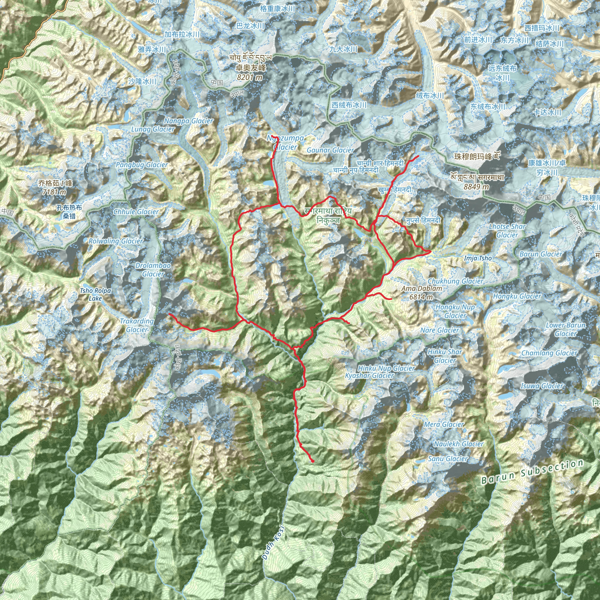 Everest Base Camp 3 Passes Trek mobile static map