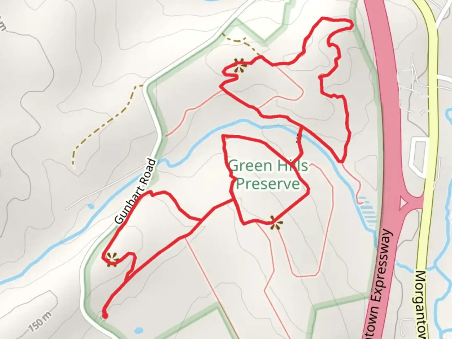 An image depicting the trail Red Trail and Clarence Trail Loop and its surrounding area.