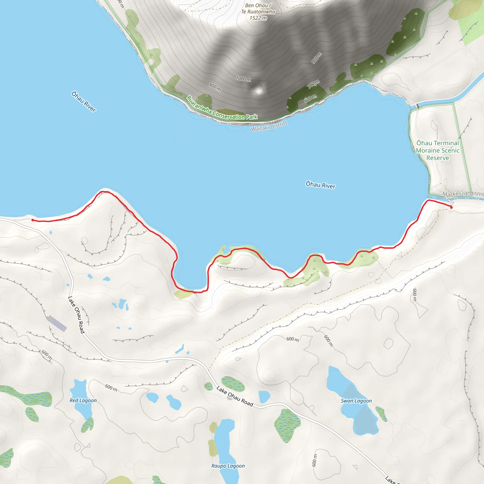 Lake Ōhau Track mobile static map