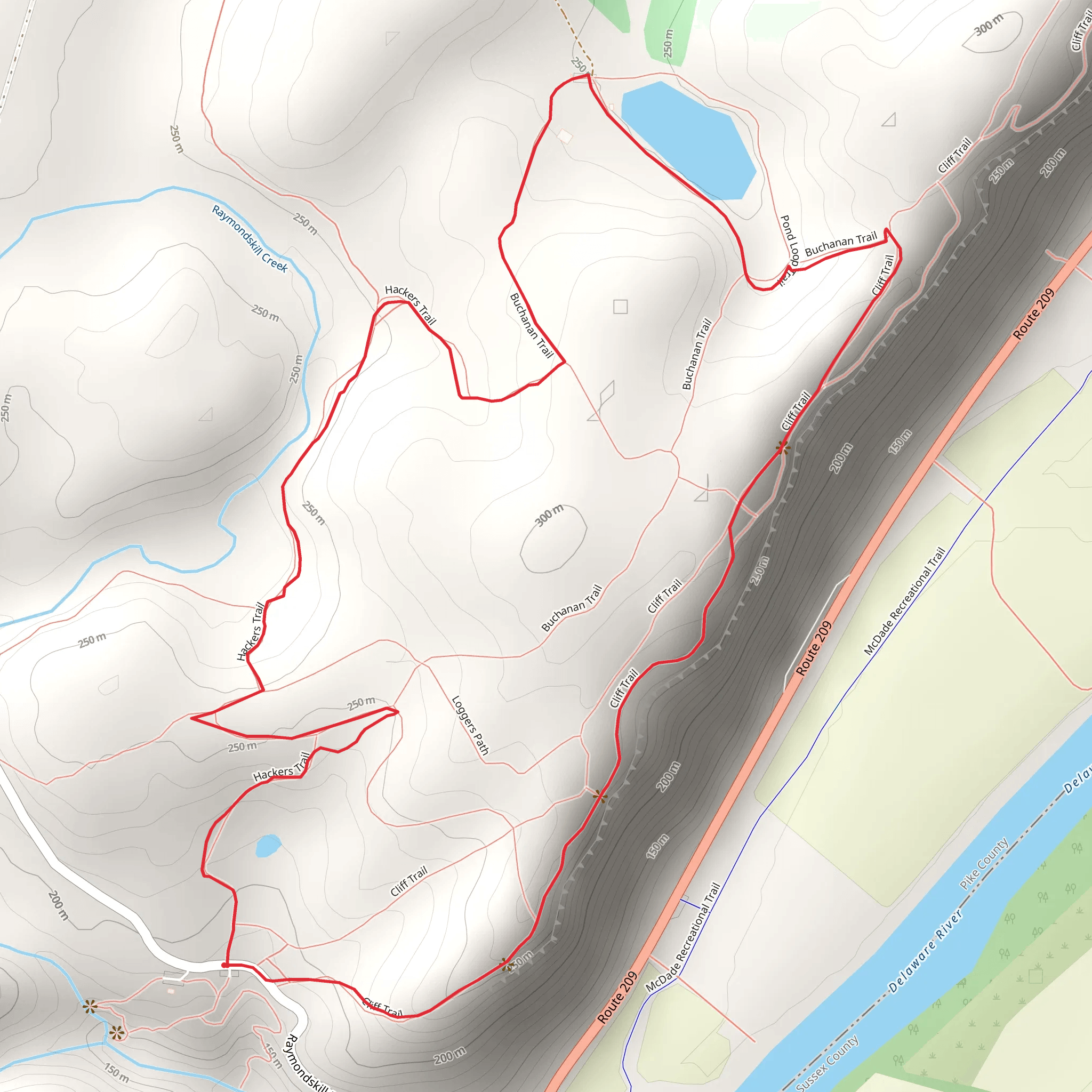 Buchanan Trail and Cliff Trail Loop mobile static map