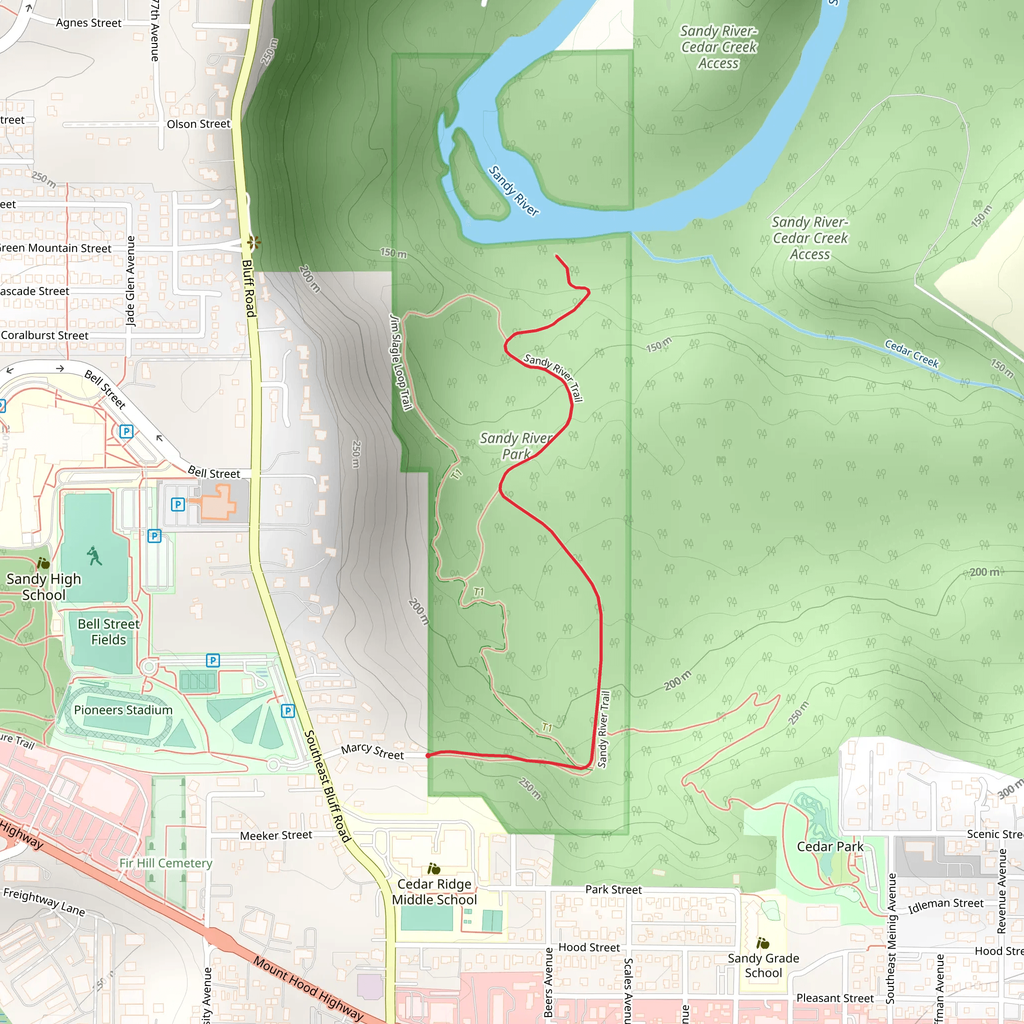 Sandy River Trail Out and Back mobile static map