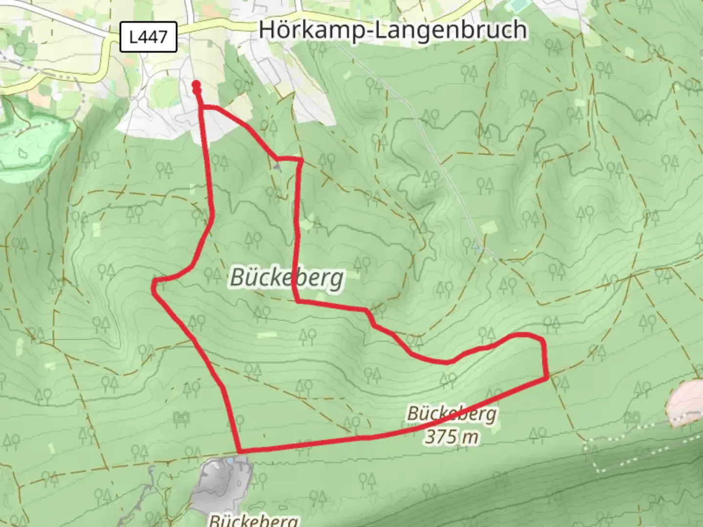 An image depicting the trail Bremsschacht and Dachtelfeldweg and its surrounding area.