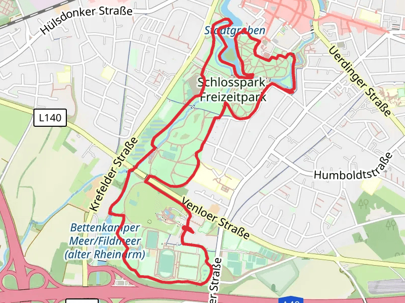 Stadgraben and Moersbach via Niederrheinweg
