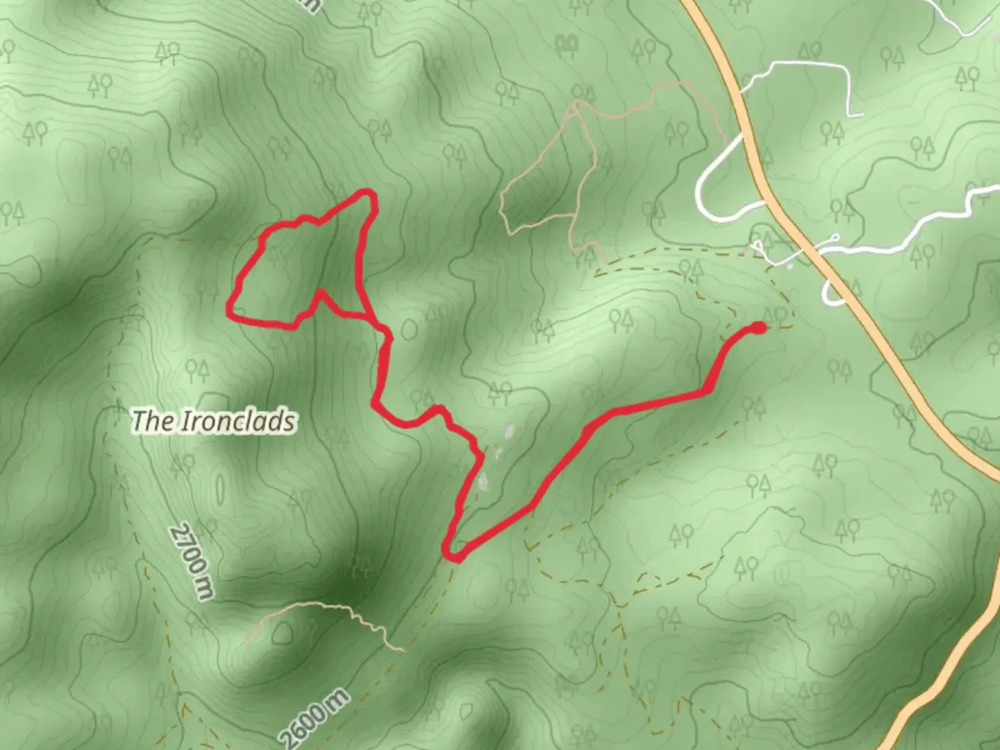 An image depicting the trail Roosevelt National Forest Loop and its surrounding area.