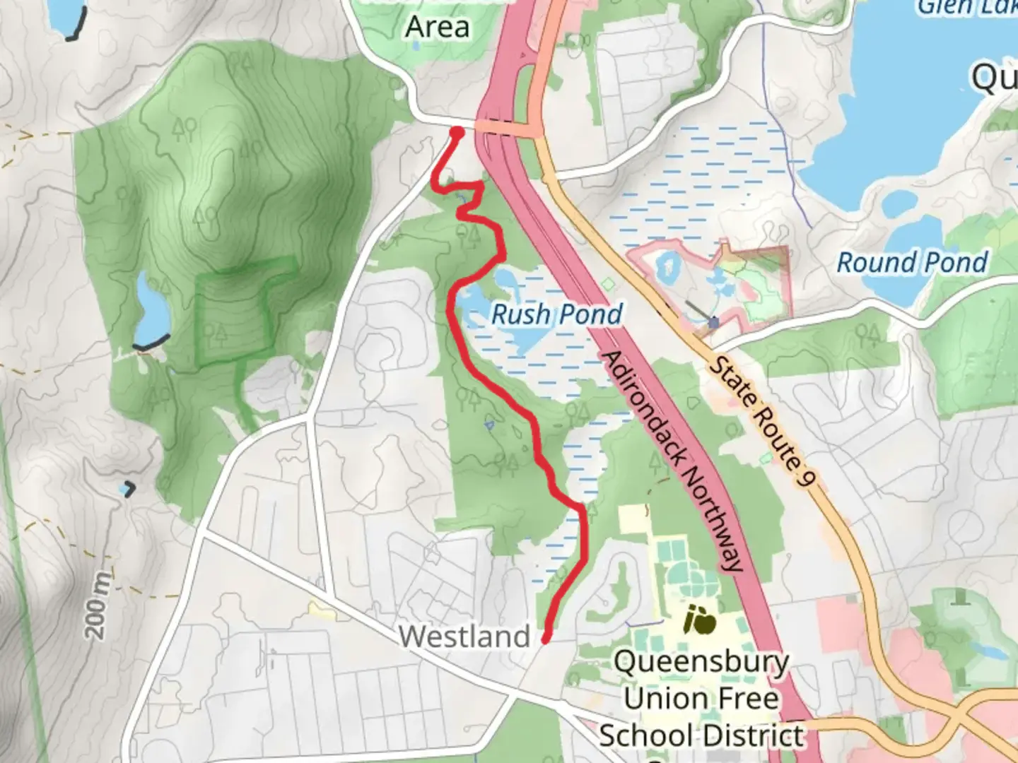 An image depicting the trail Rush Pond Nature Trail and its surrounding area.