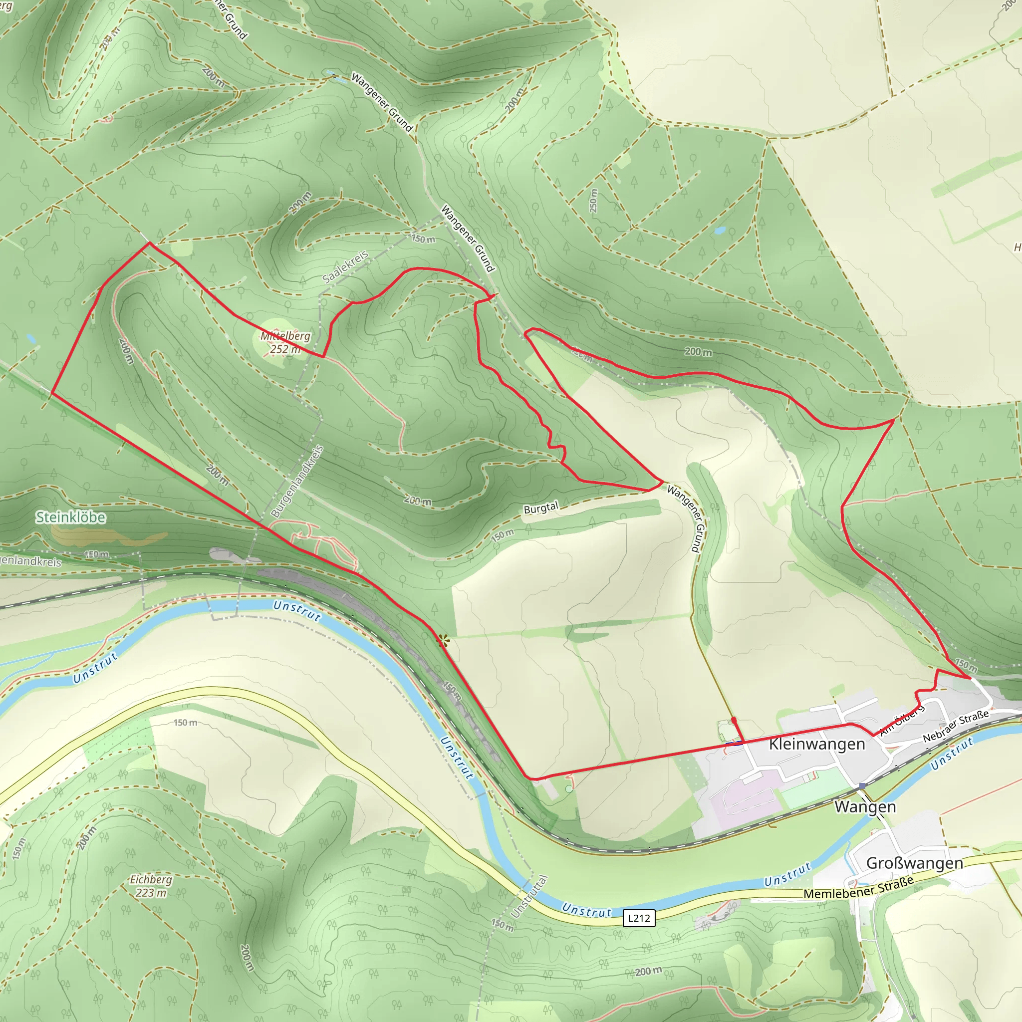 Mittelberg via Suedschleife Querfurter Acht and Steinbruchweg mobile static map