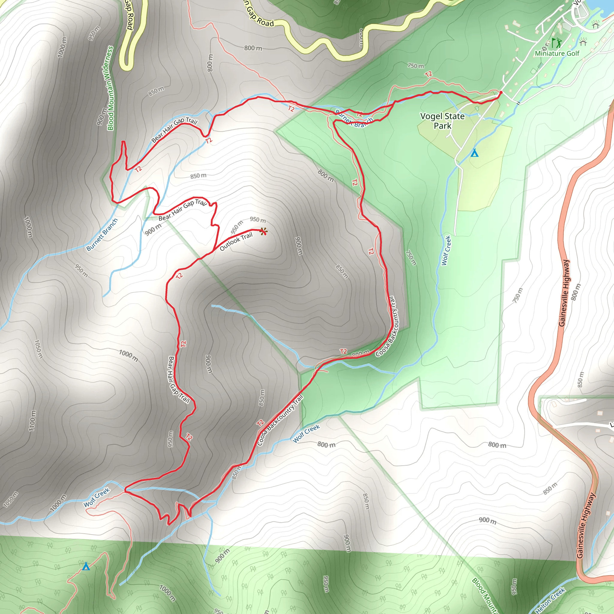 Coosa Backcountry and Bear Hair Gap LoopTrail mobile static map