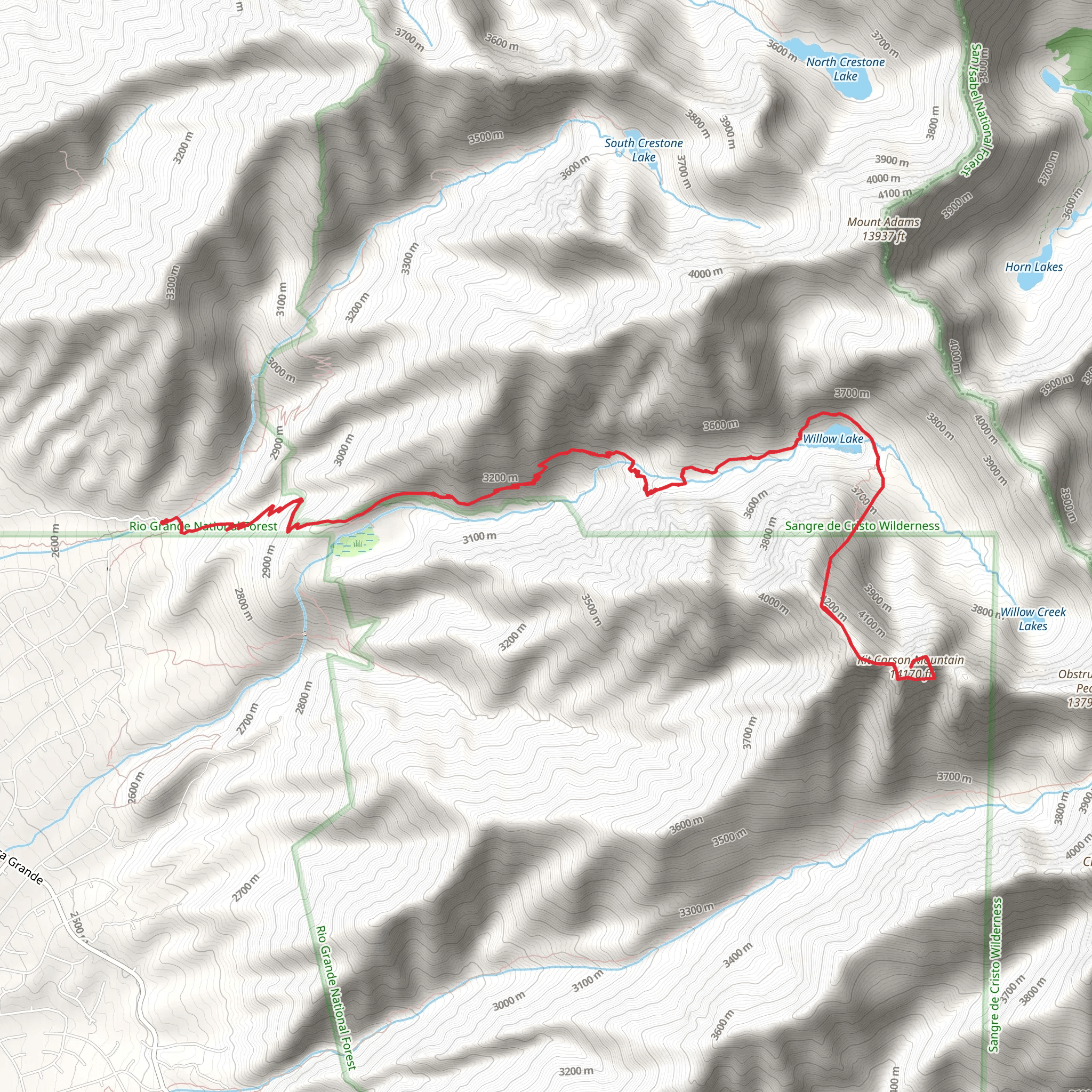 Kit Carson Peak Trail mobile static map
