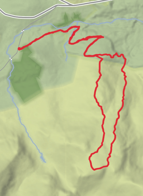 Hike on Trassey car park loop via Luke's Mountain mobile static map