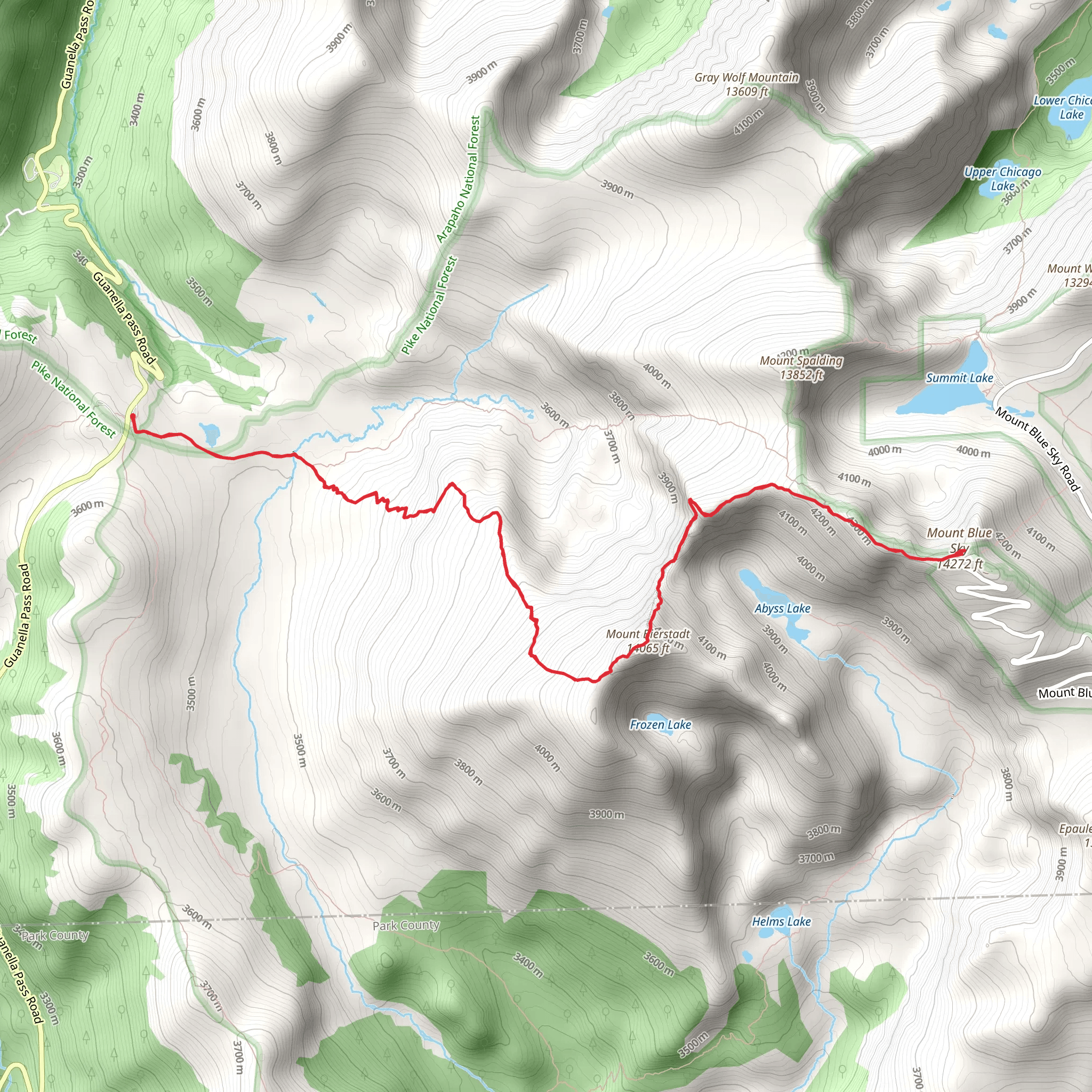 Mount Evans via Mount Bierstadt Trail mobile static map