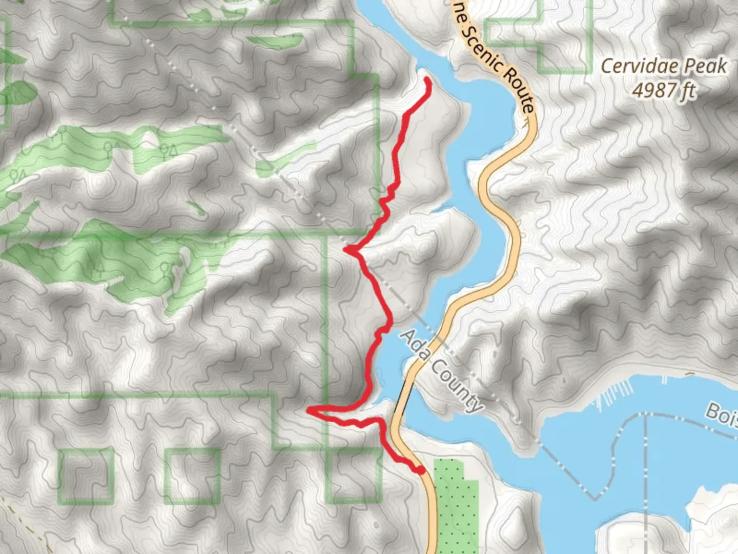 An image depicting the trail Walk along Mores Creek Shore - East Highway 21 and its surrounding area.