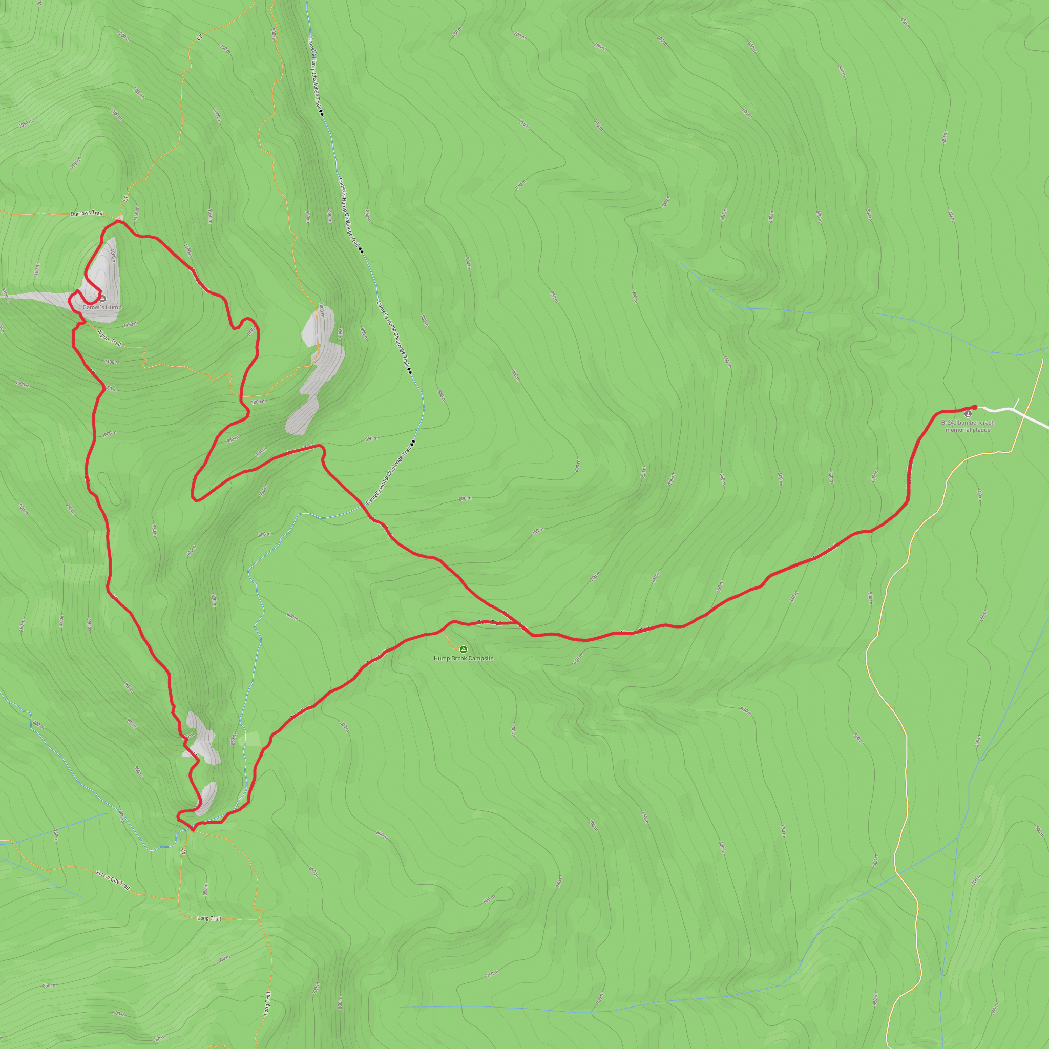 Camel’s Hump via Monroe Trail and Dean Trail mobile static map