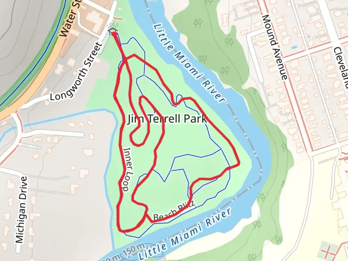 An image depicting the trail Little Miami River and Terrell Park Trail and its surrounding area.