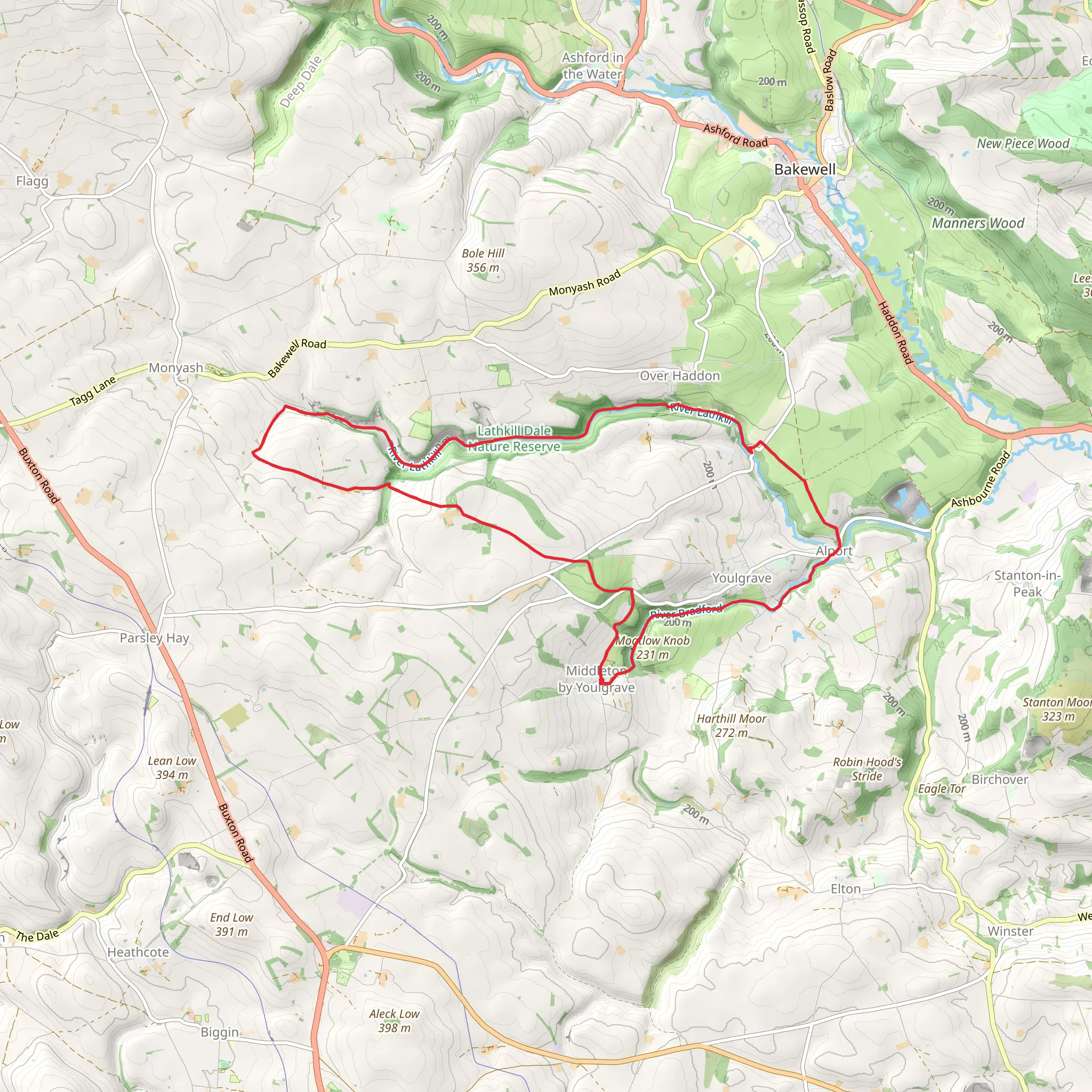 Lathkill Dale and Bradford Dale mobile static map