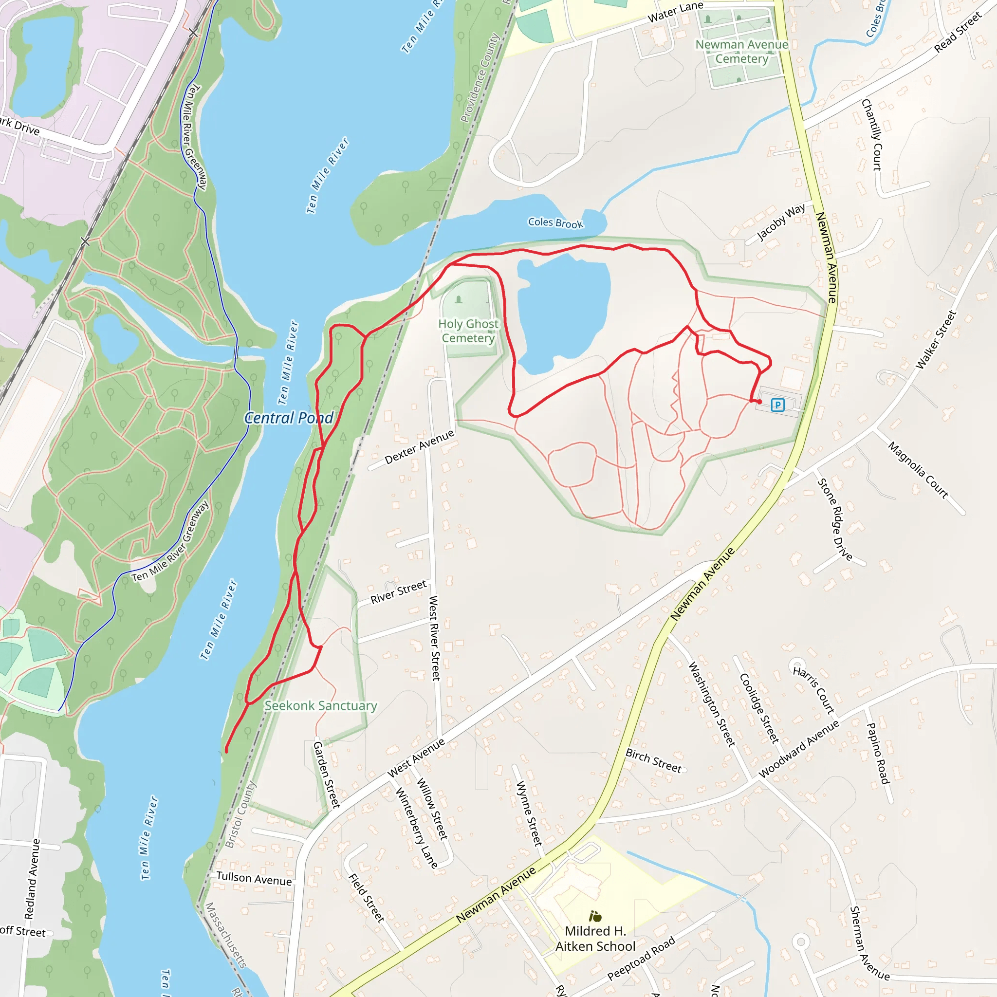 Holy Ghost Cemetery and Central Pond Loop Trail mobile static map