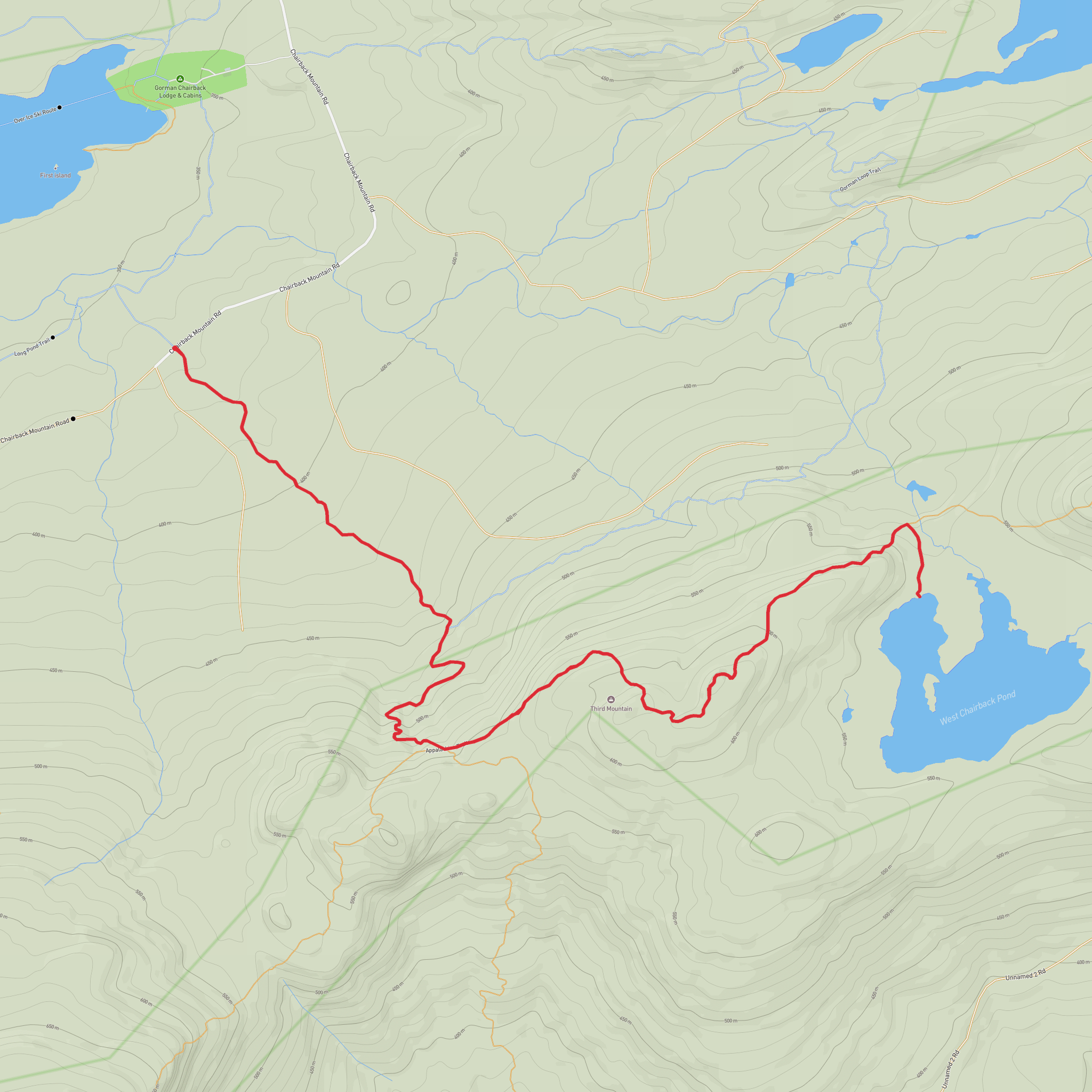 West Chairback Falls and Pond via Appalachian Trail mobile static map