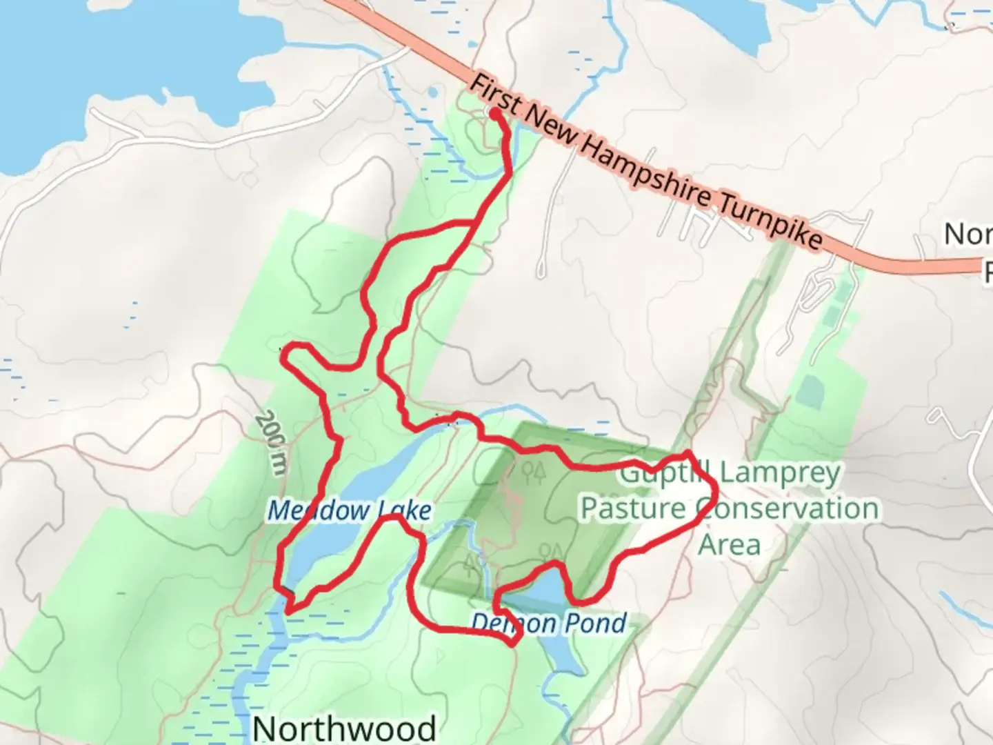 An image depicting the trail Demon Pond and Meadow Lake Loop Trail and its surrounding area.