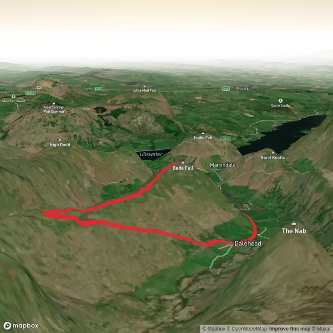 An image depicting the trail Beda Fell Loop and its surrounding area.