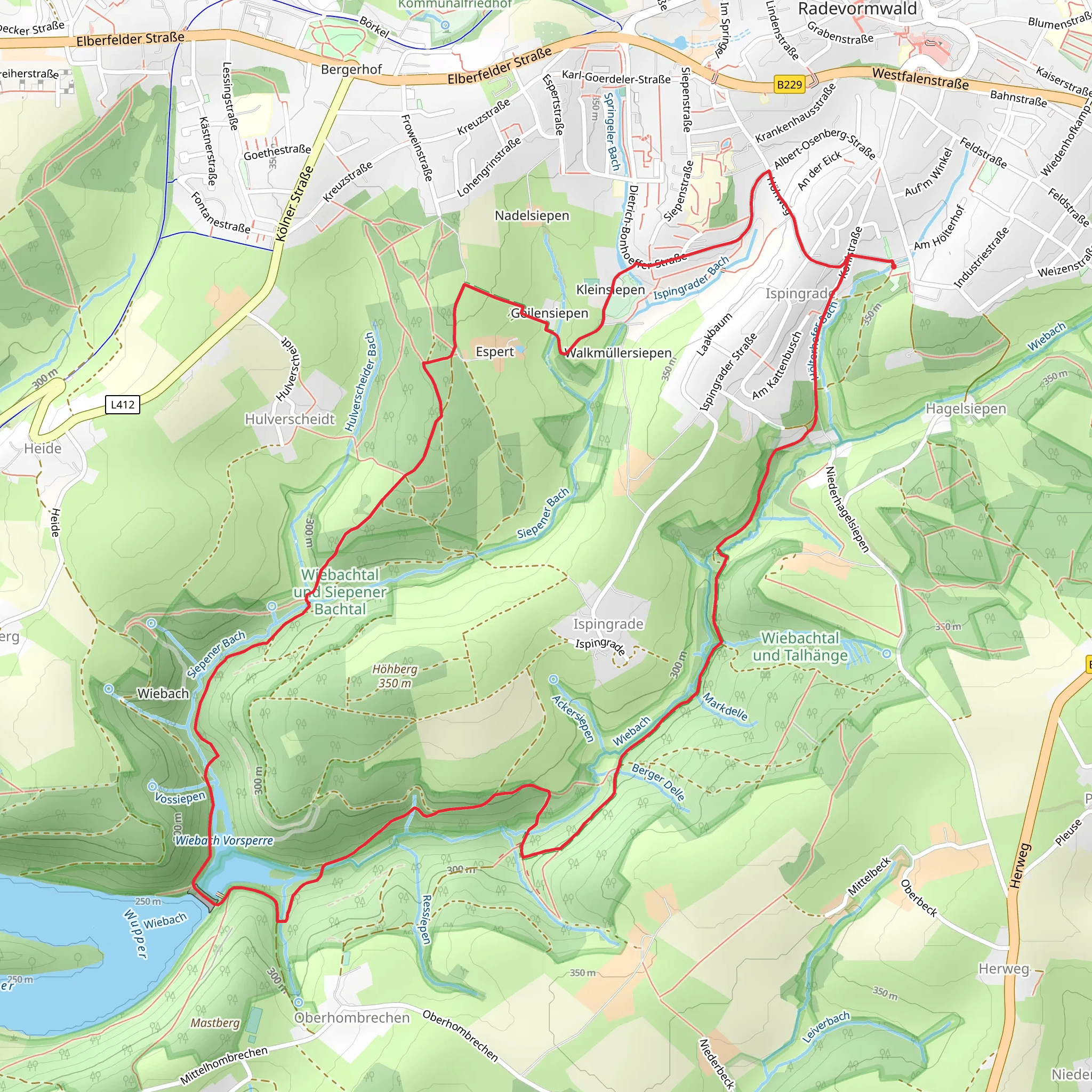 Wiebach Vorsperre via Hölterhof Rundweg mobile static map