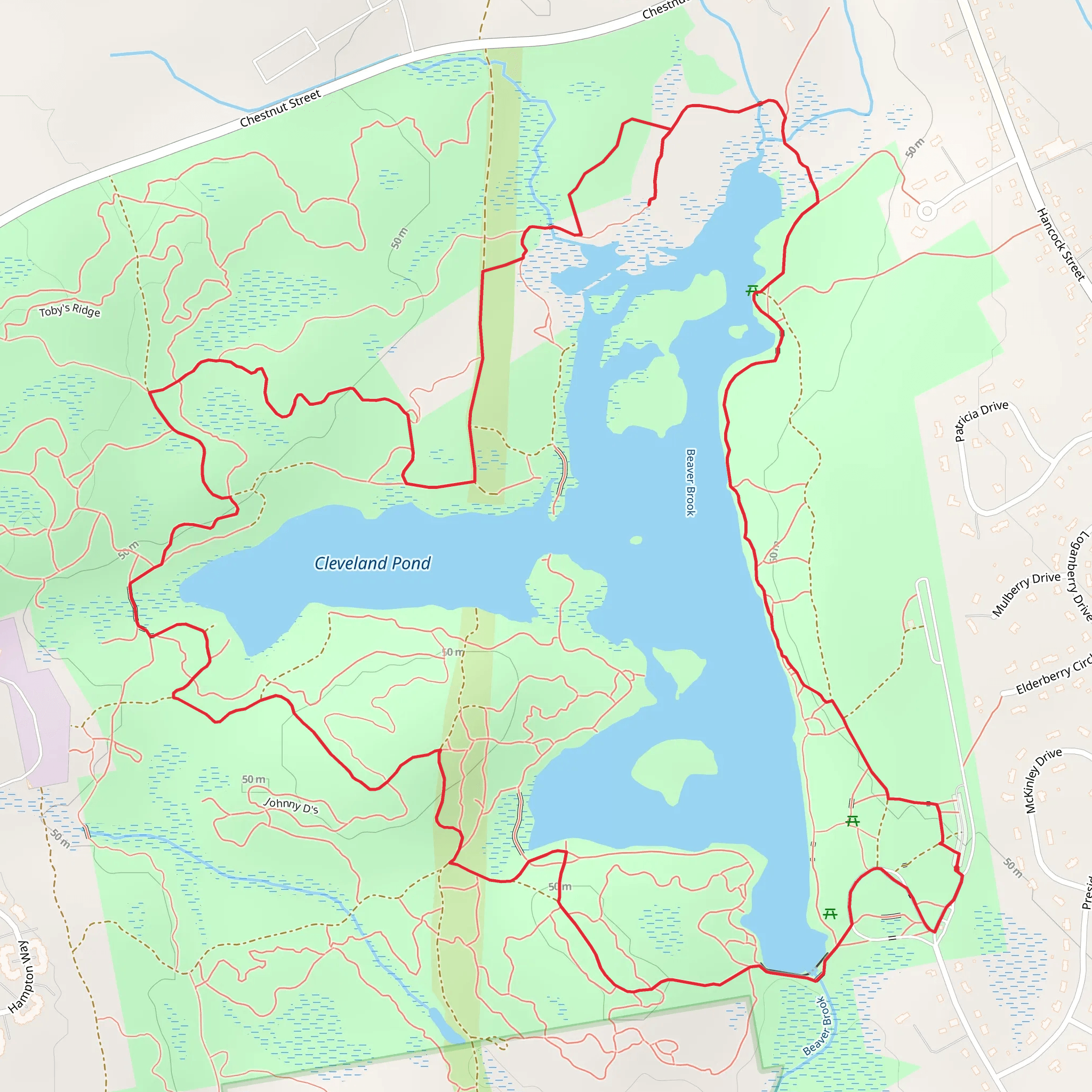 Beaver Brook and Cleveland Pond Loop mobile static map