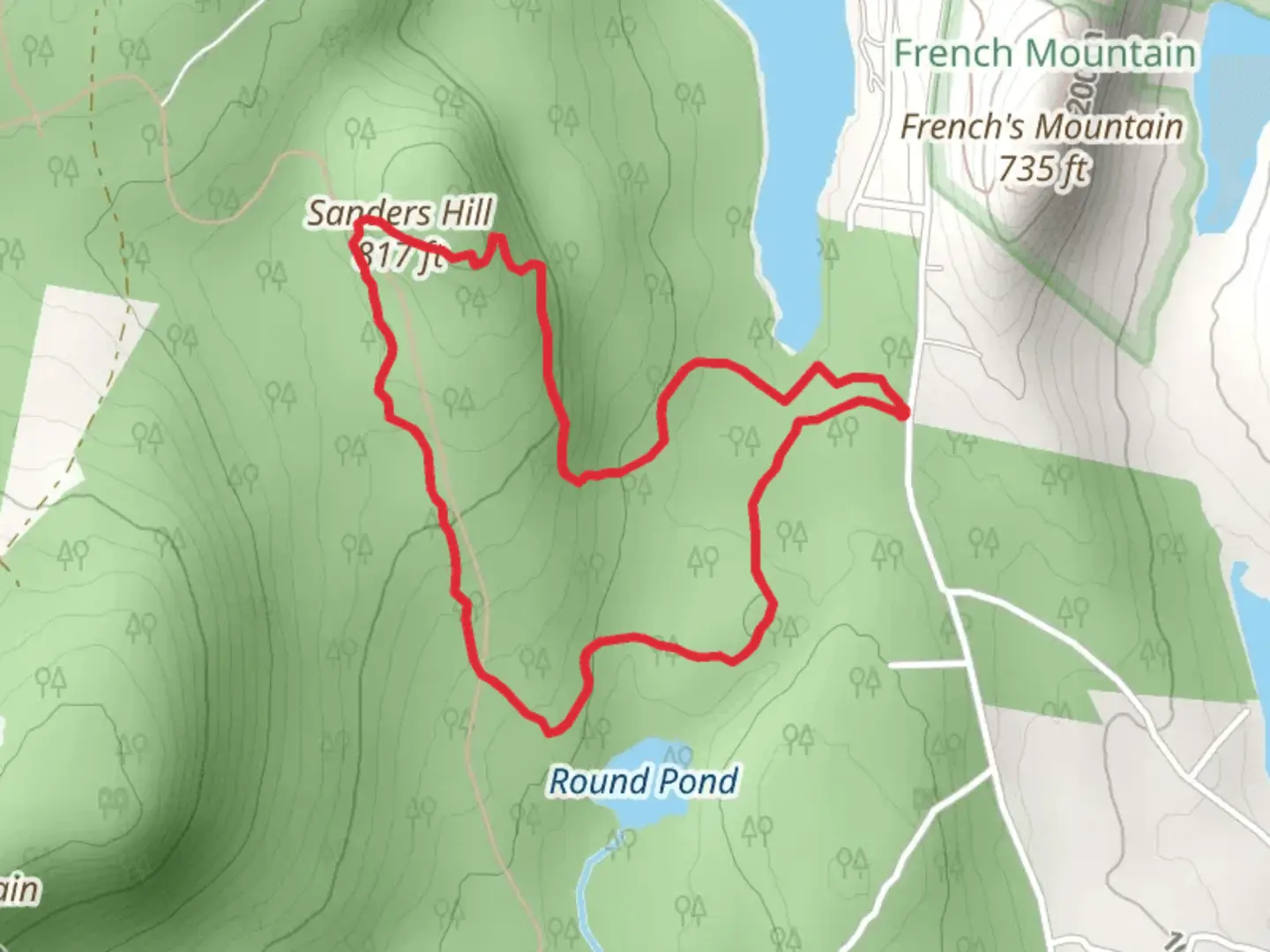 An image depicting the trail Sanders Hill Loop Trail and its surrounding area.