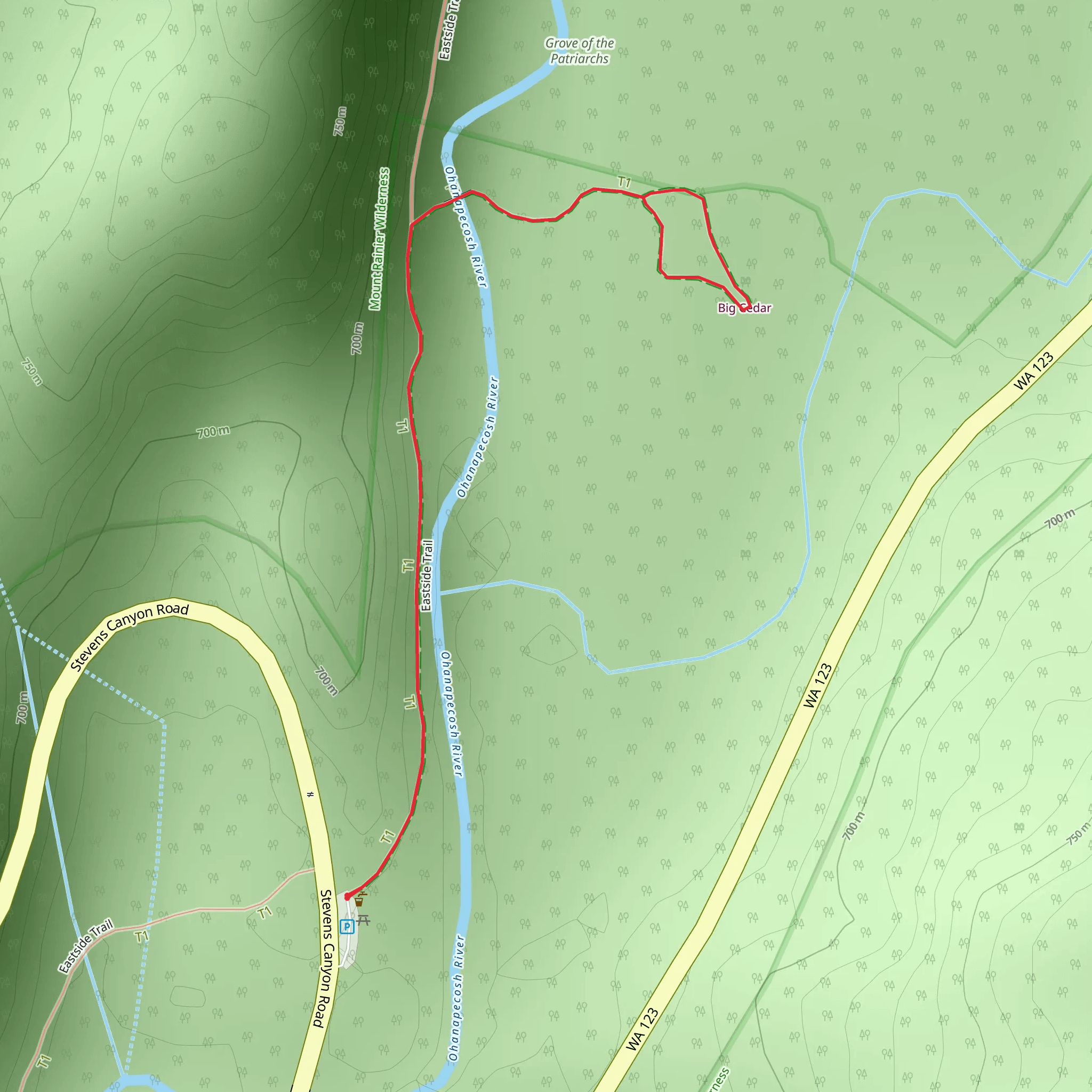 Grove of the Patriarchs Trail mobile static map