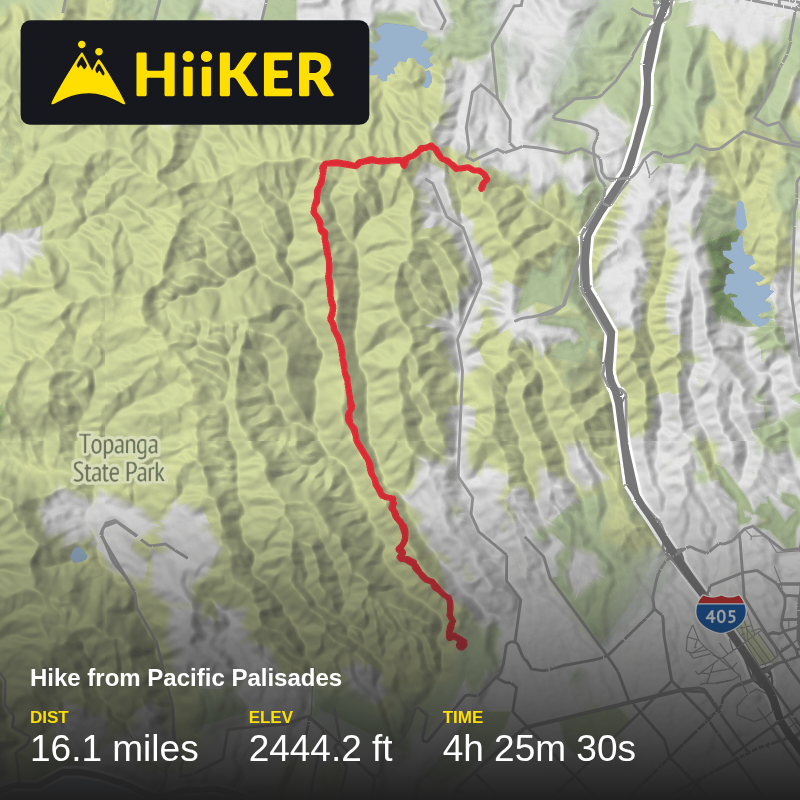A map preview of the recording LARC Sullivan to Nike and Canyonback and back 16 miles.