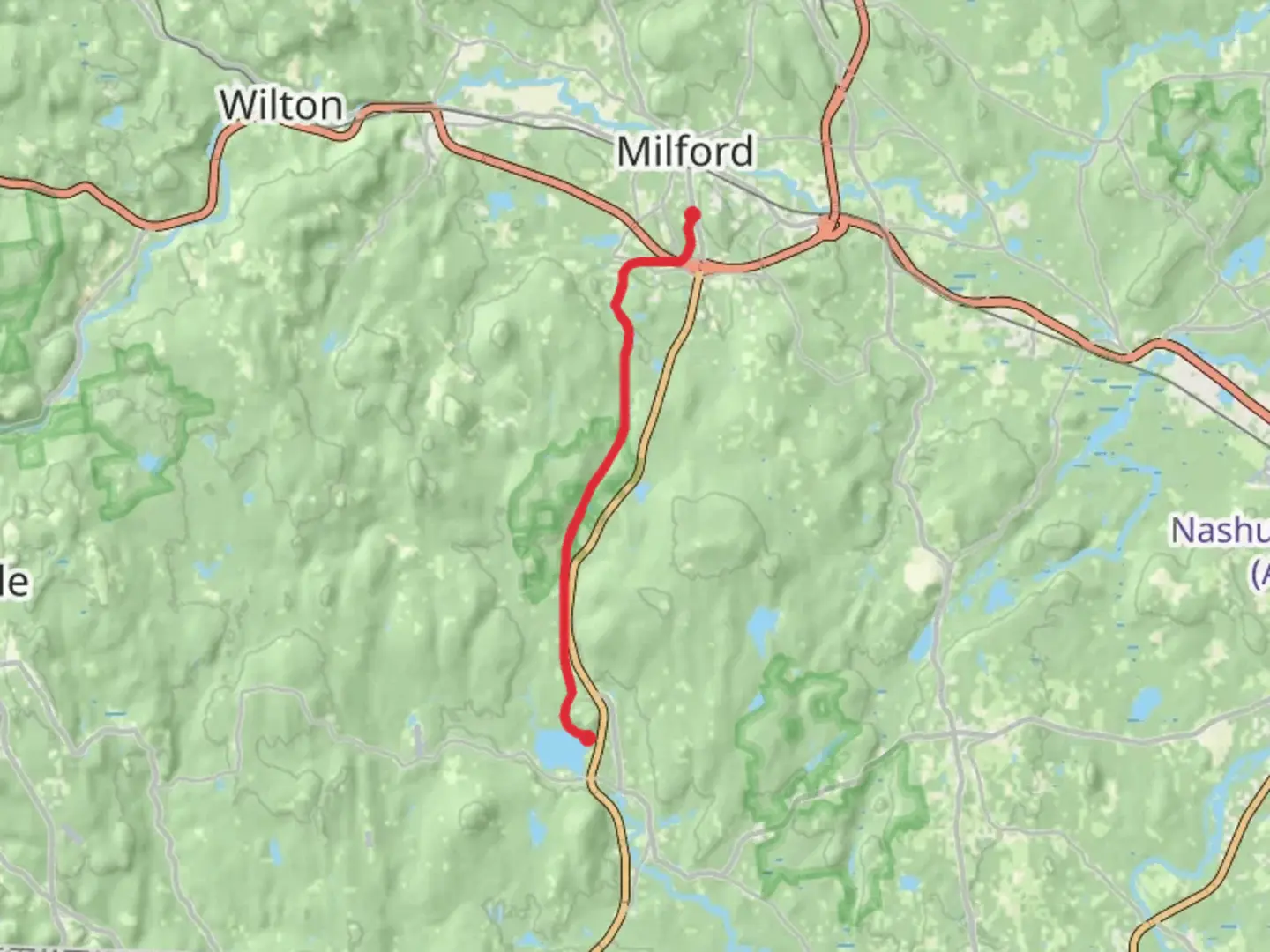 An image depicting the trail Potanipo Pond Trail from Milford and its surrounding area.