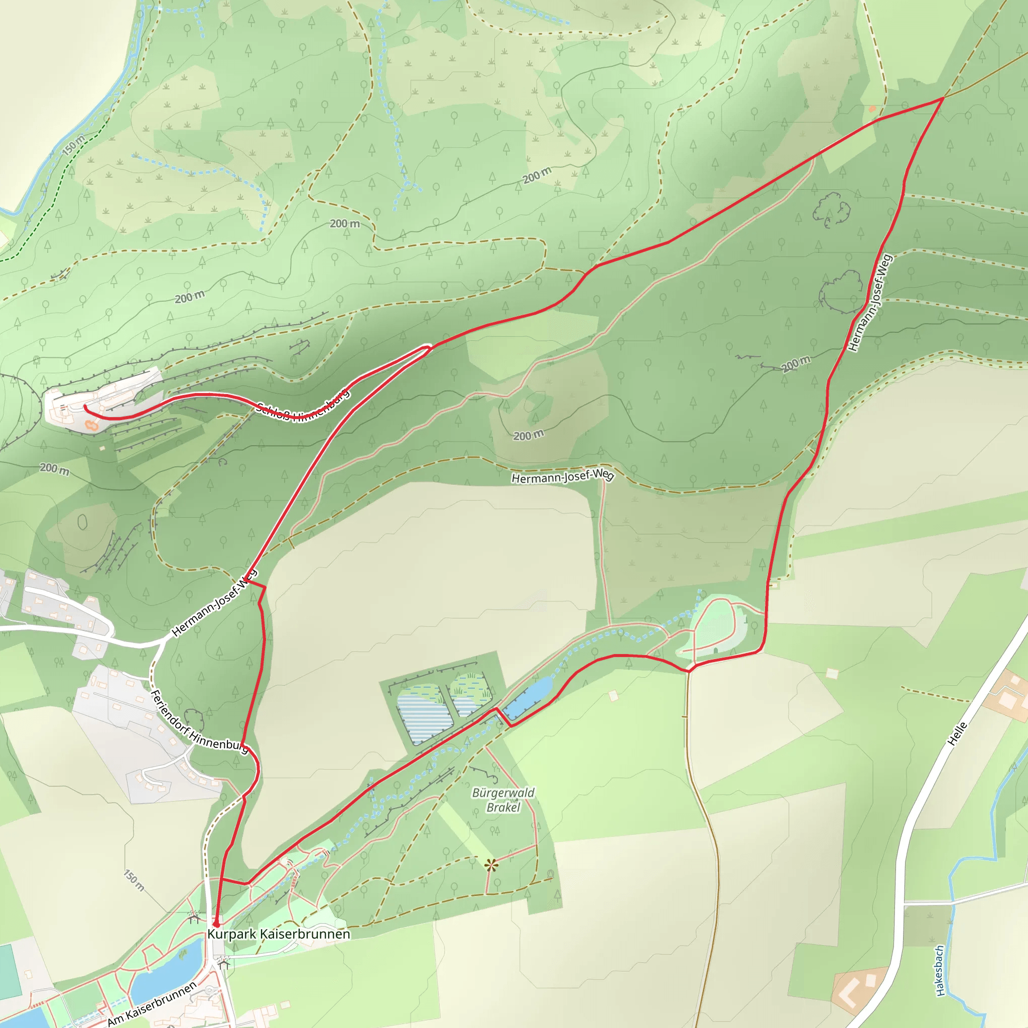 Schloss Hinnenburg via Brakeler Bergland mobile static map