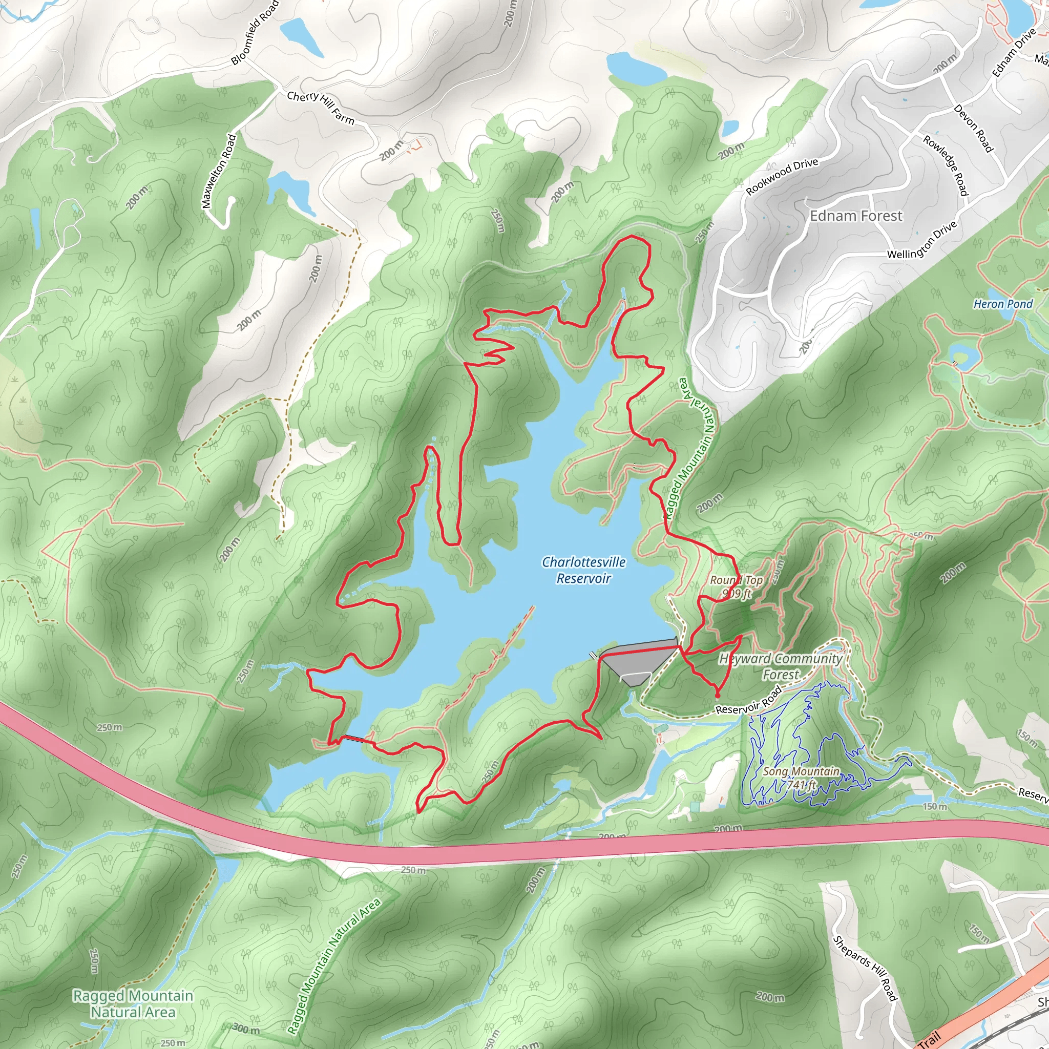 Charlottesville Reservoir Loop mobile static map