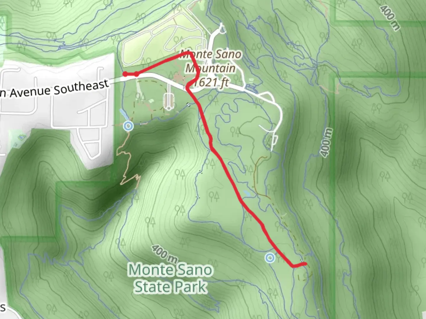 An image depicting the trail Fire Tower Trail and its surrounding area.