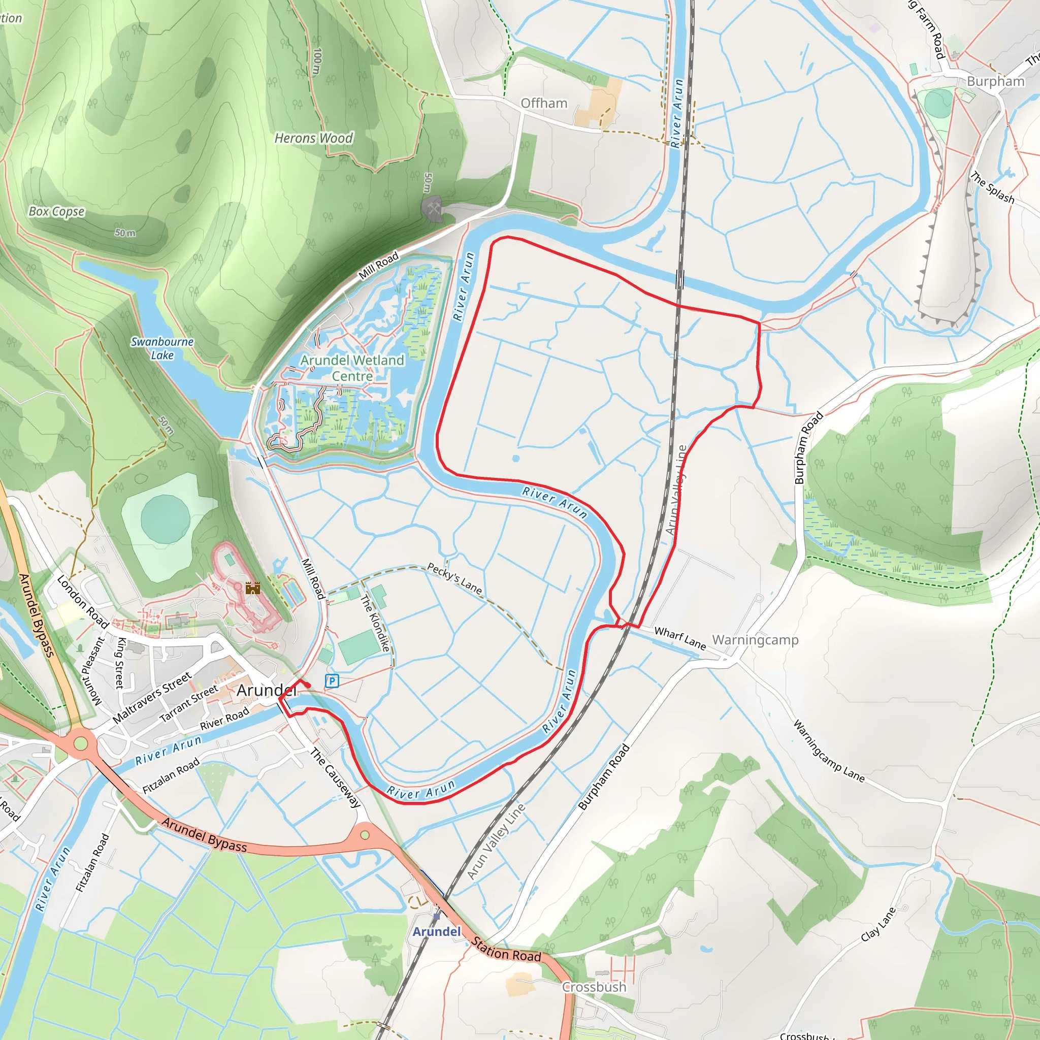 River Arun Loop Walk mobile static map