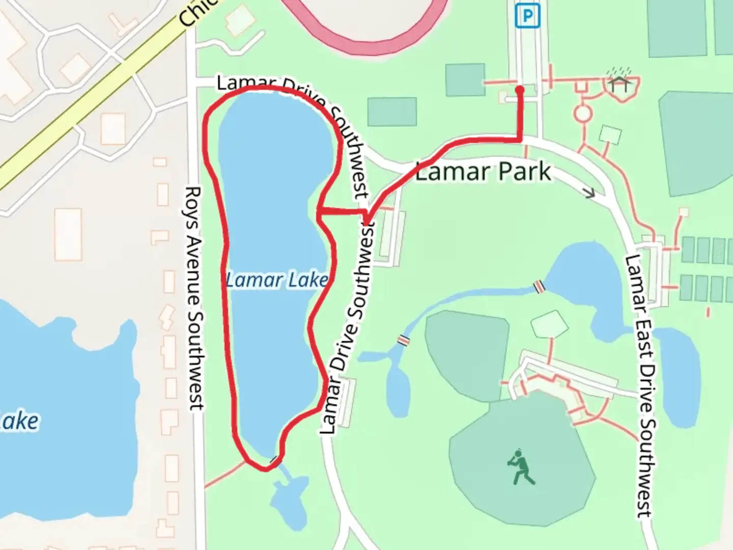 An image depicting the trail Lamar Lake Loop and its surrounding area.