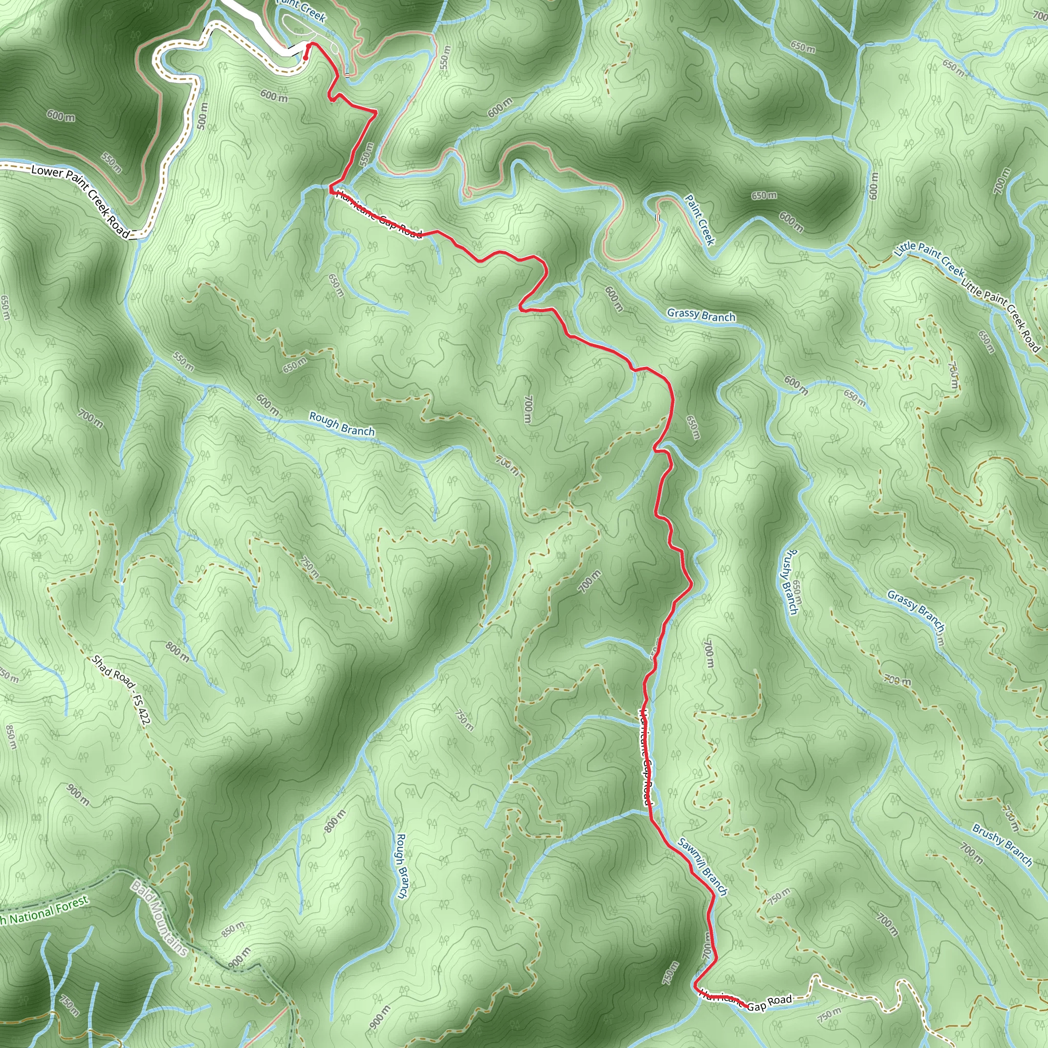 Hurricane Gap Road mobile static map