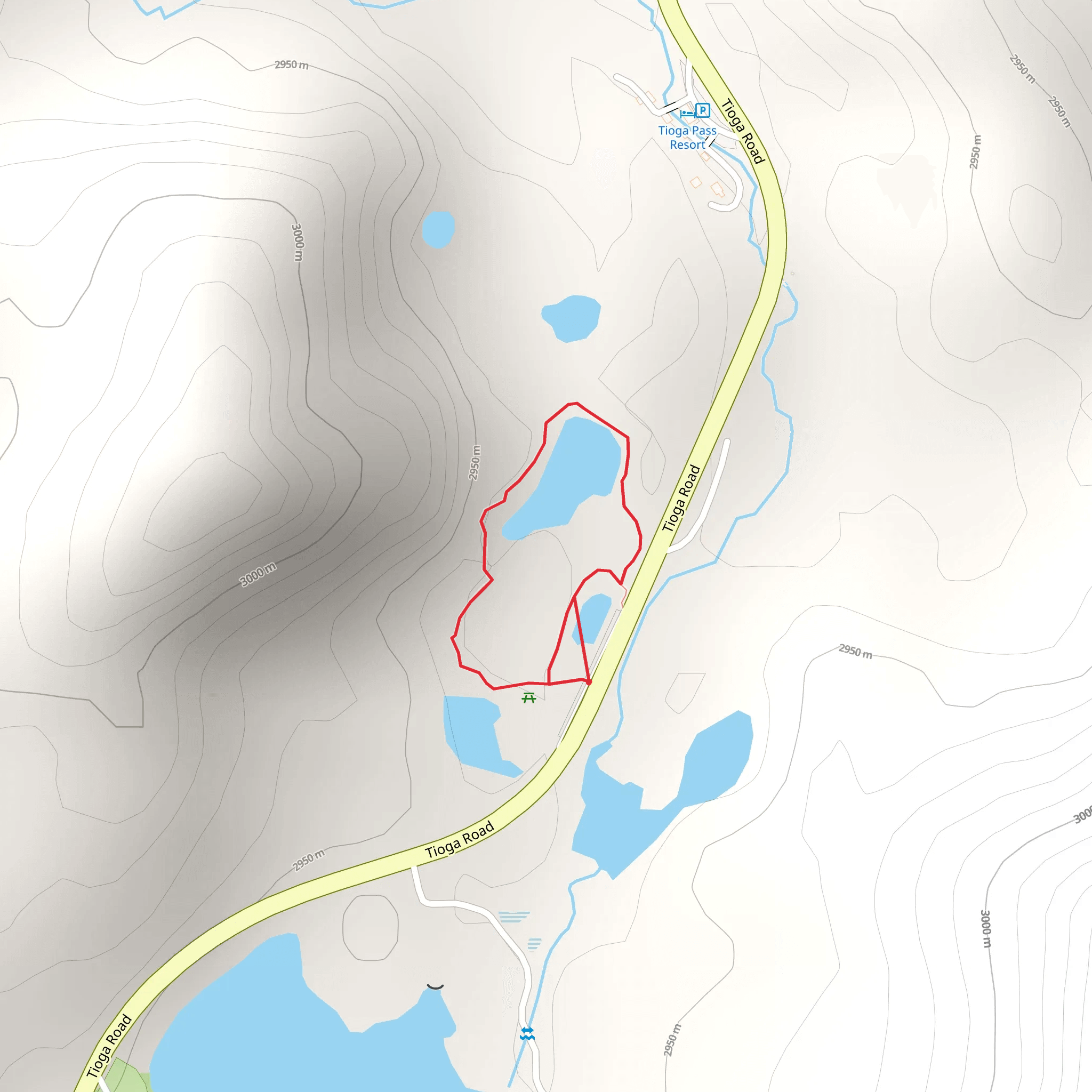 Nunatak Tioga Tarns Trail Loop mobile static map