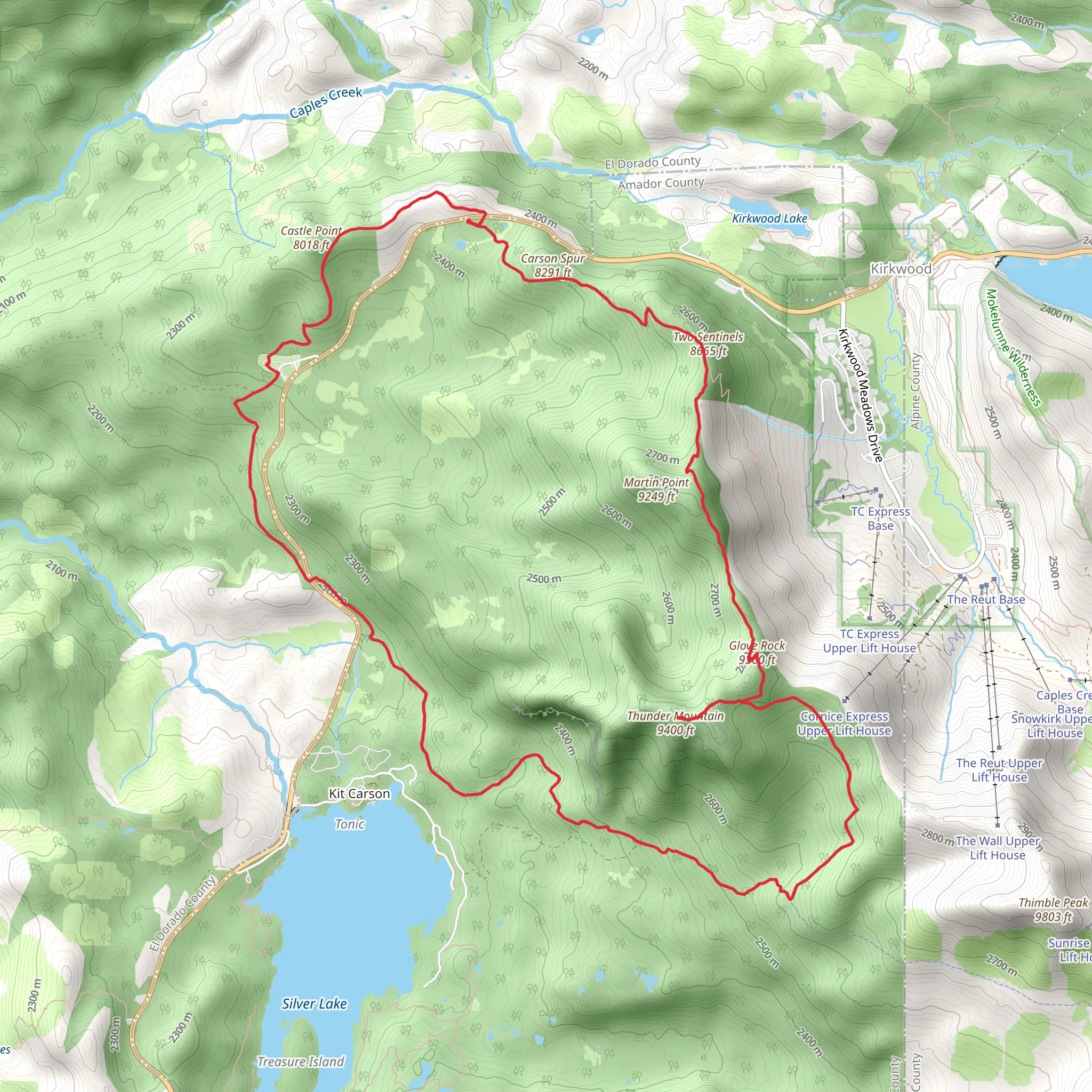 Thunder Mountain, Glove Rock and Two Sentinels Loop mobile static map