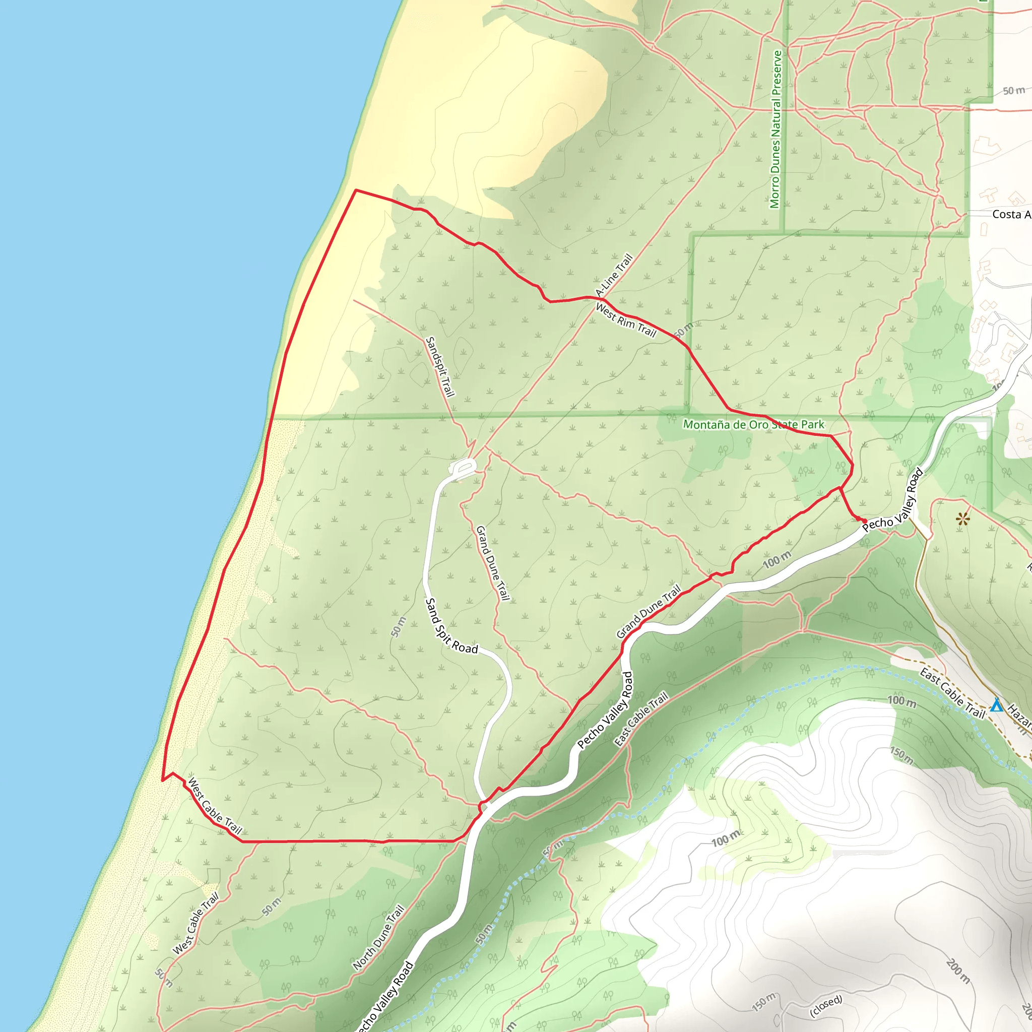 West Rim Trail and Grand Dune Loop Trail mobile static map
