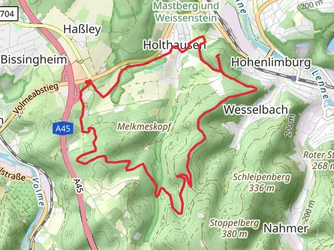 Raffenberg and Piepenbrink via Rundweg ueber dir Volmehoehen
