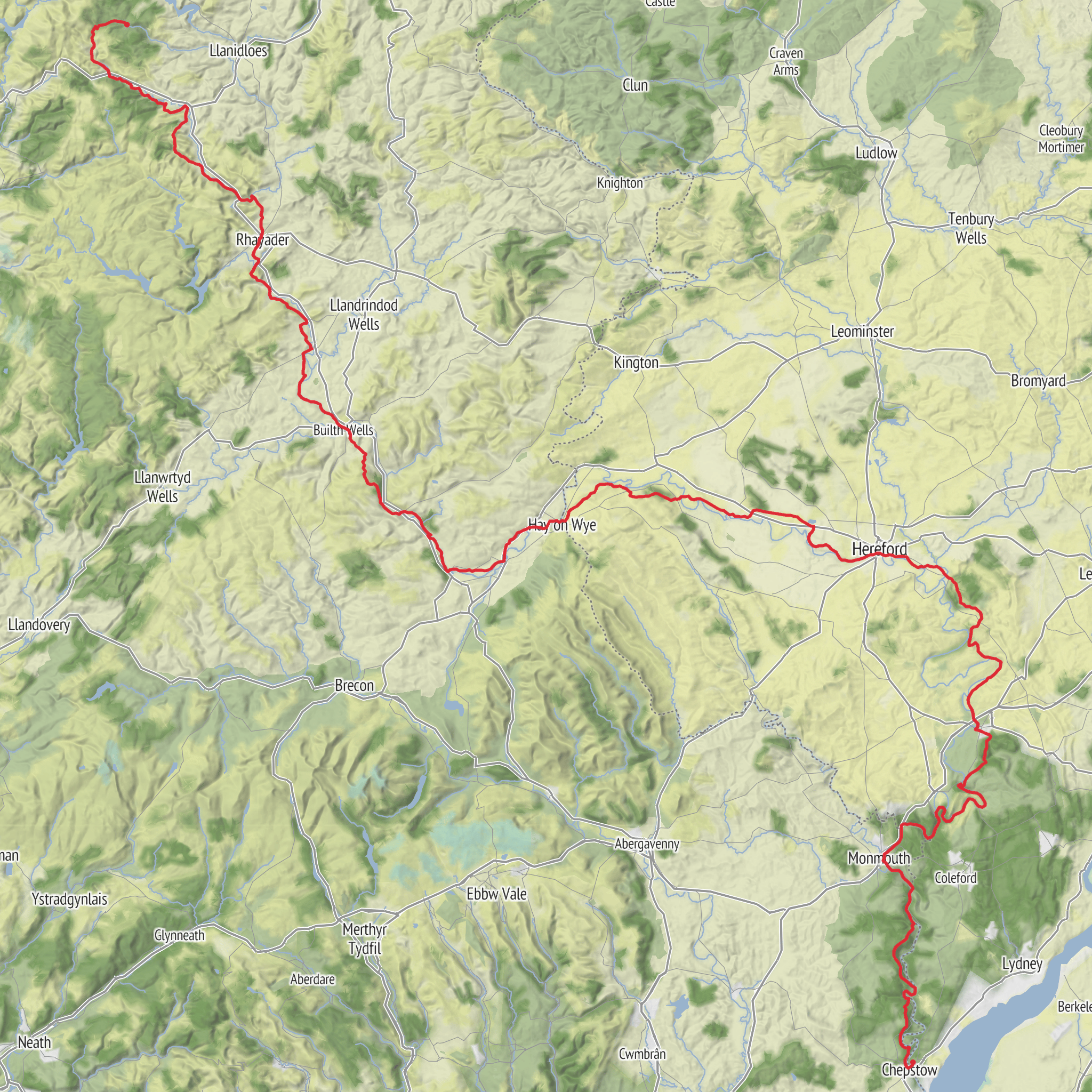 Wye Valley Walk Reversed mobile static map