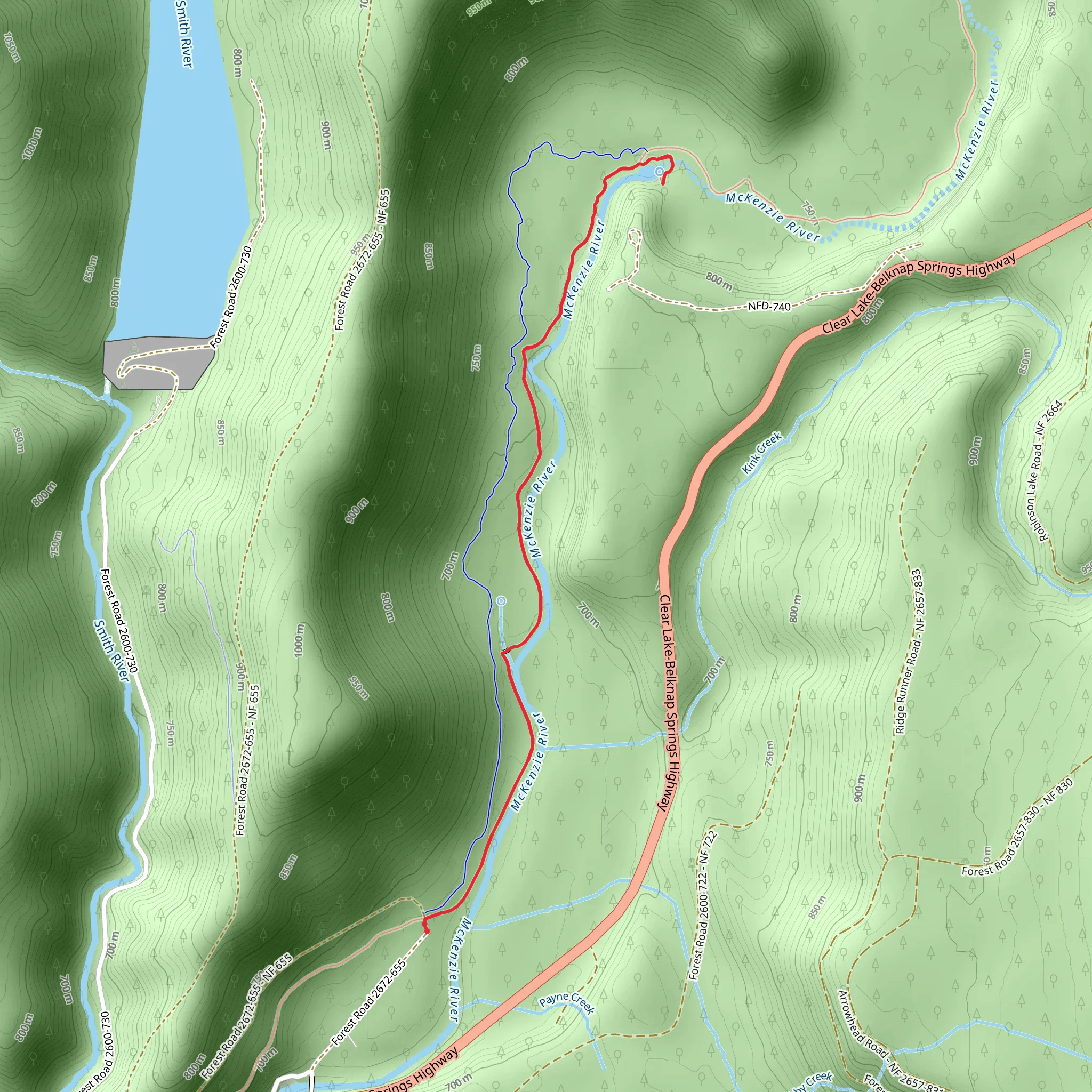 Tamolitch Blue Pool via McKenzie River Trail mobile static map