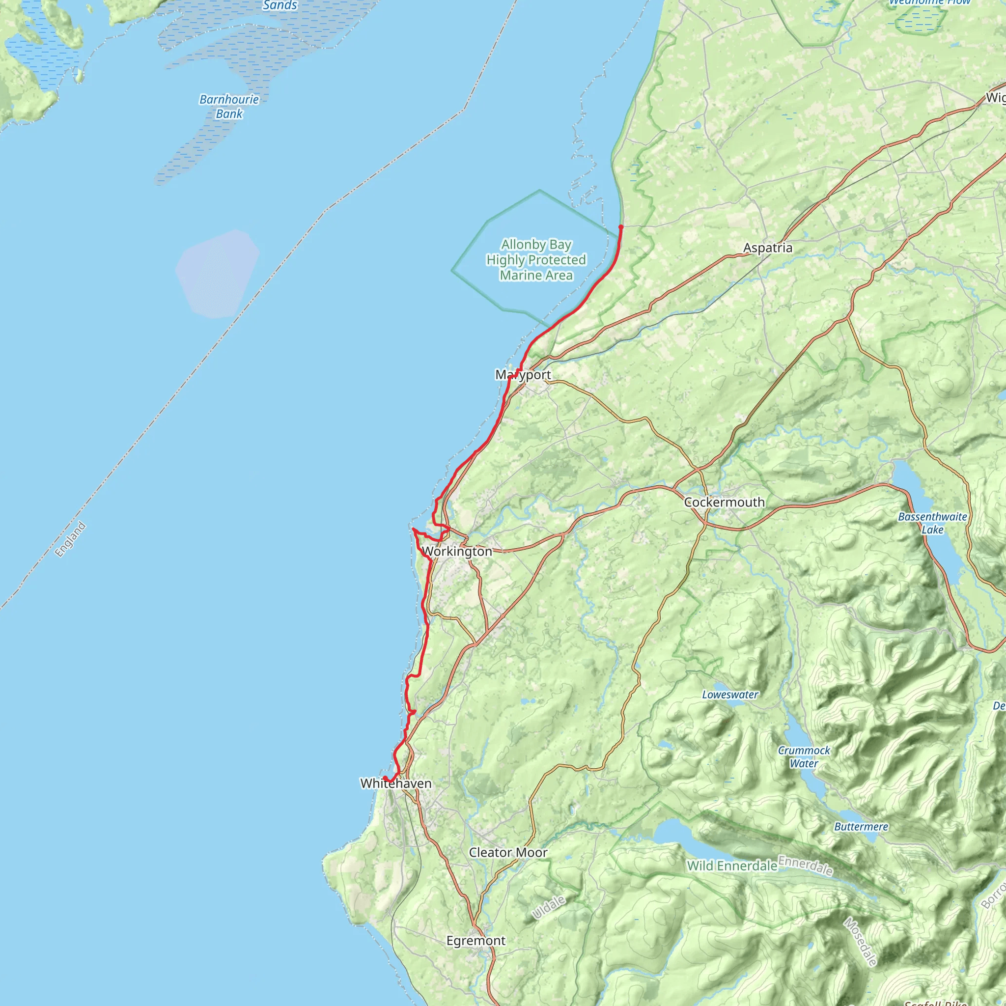 England Coast Path - Allonby to Whitehaven mobile static map