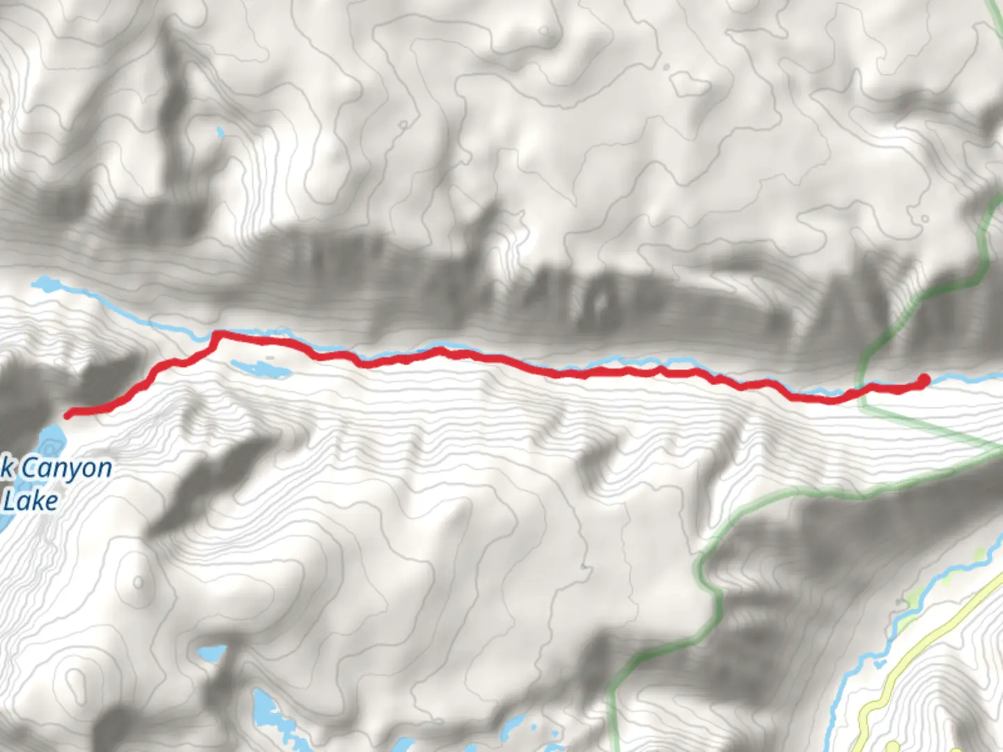 An image depicting the trail Black Canyon Lake via Lake Fork Trail and its surrounding area.