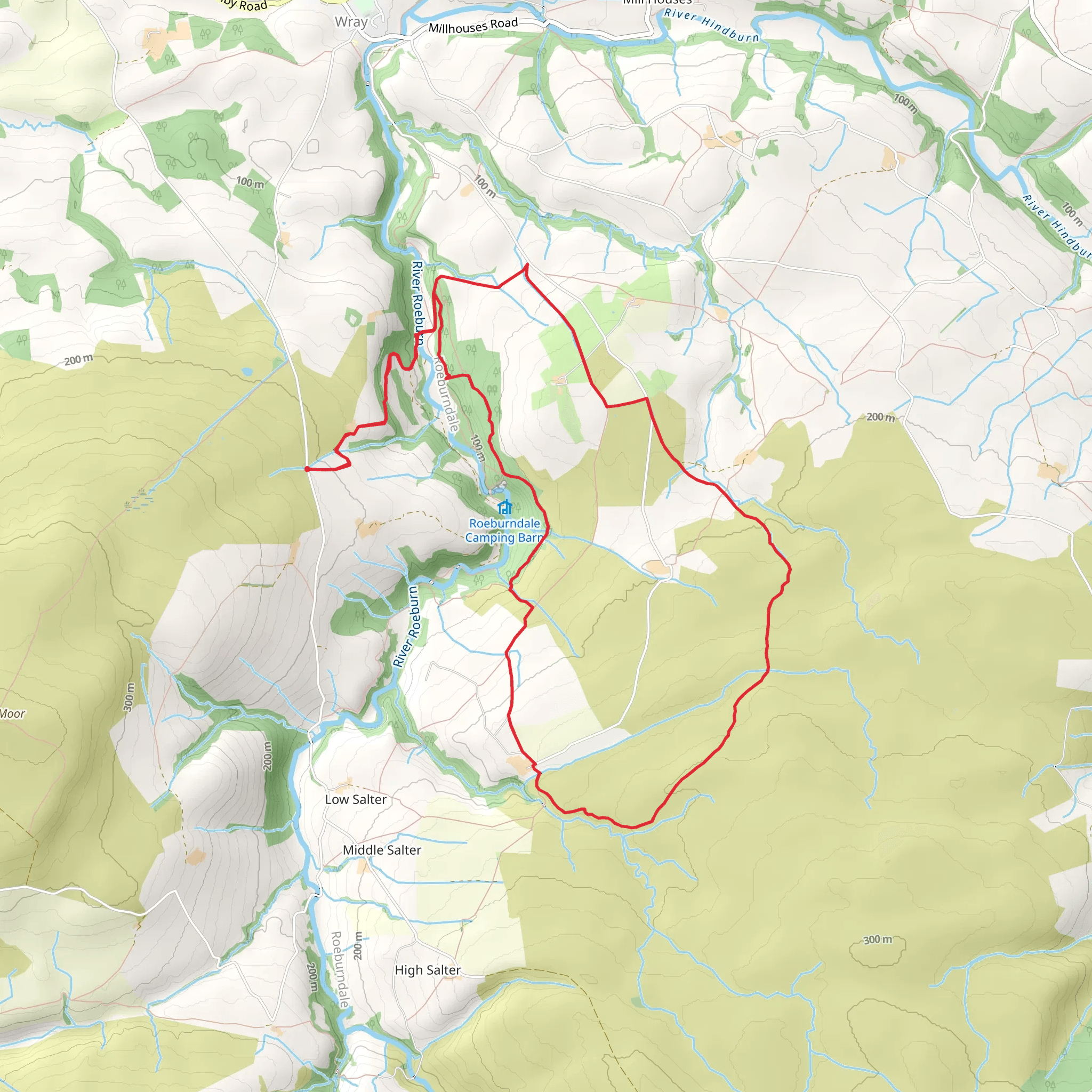 Bowskill Wood, Cattle Grid and Wray Wood Moor Tarn Loop mobile static map