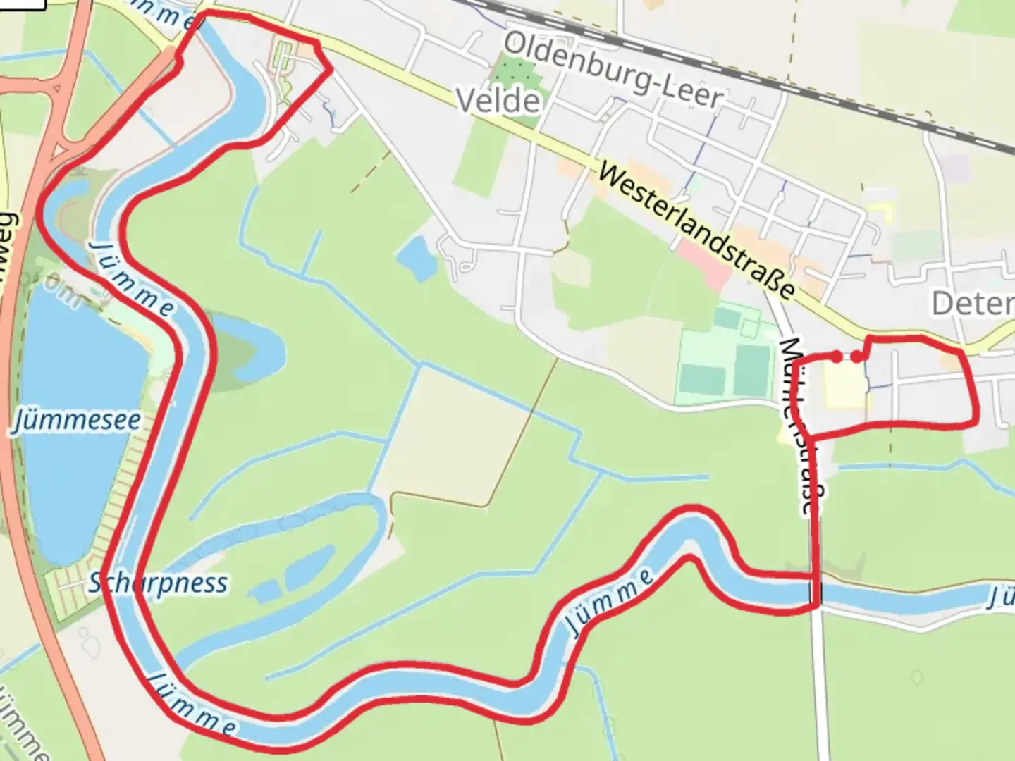 An image depicting the trail River Jümme Loop via Detern and its surrounding area.